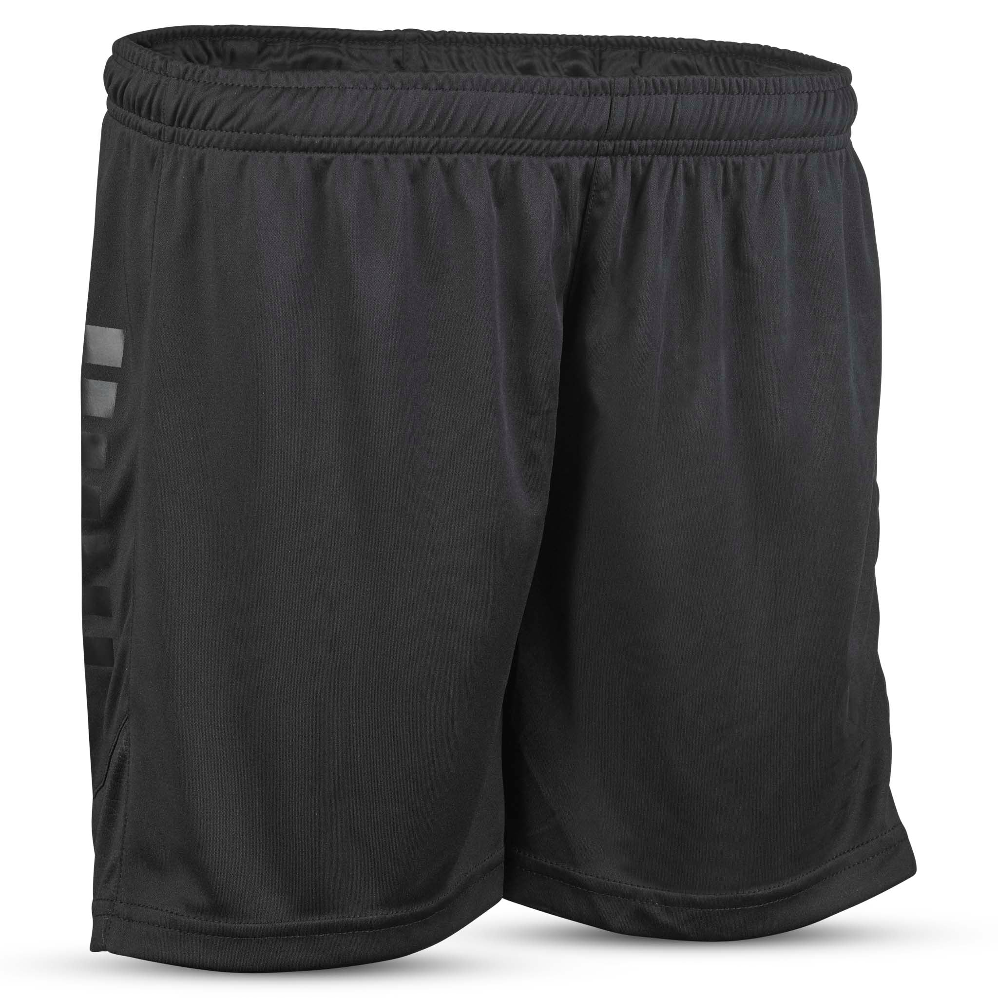 Front view of black Player shorts Spain woman v25, football Match & Training wear with subtle grey side detail.