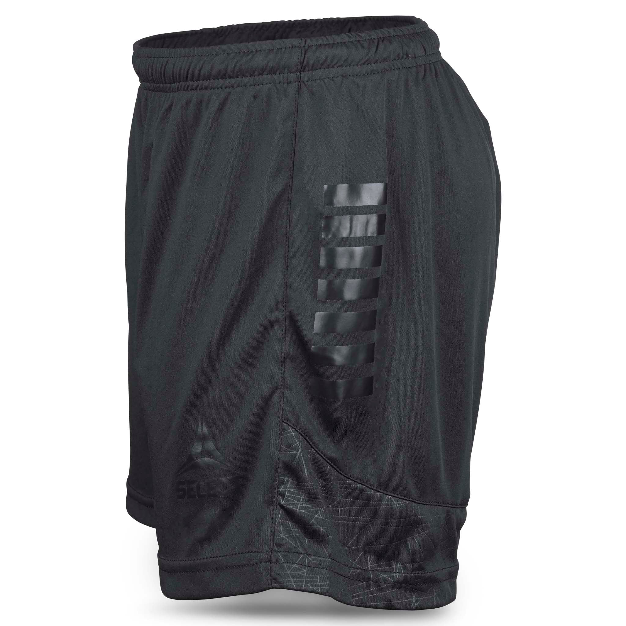 Black Player shorts Spain woman v25, Match & Training wear, right-side view with tonal stripe detail