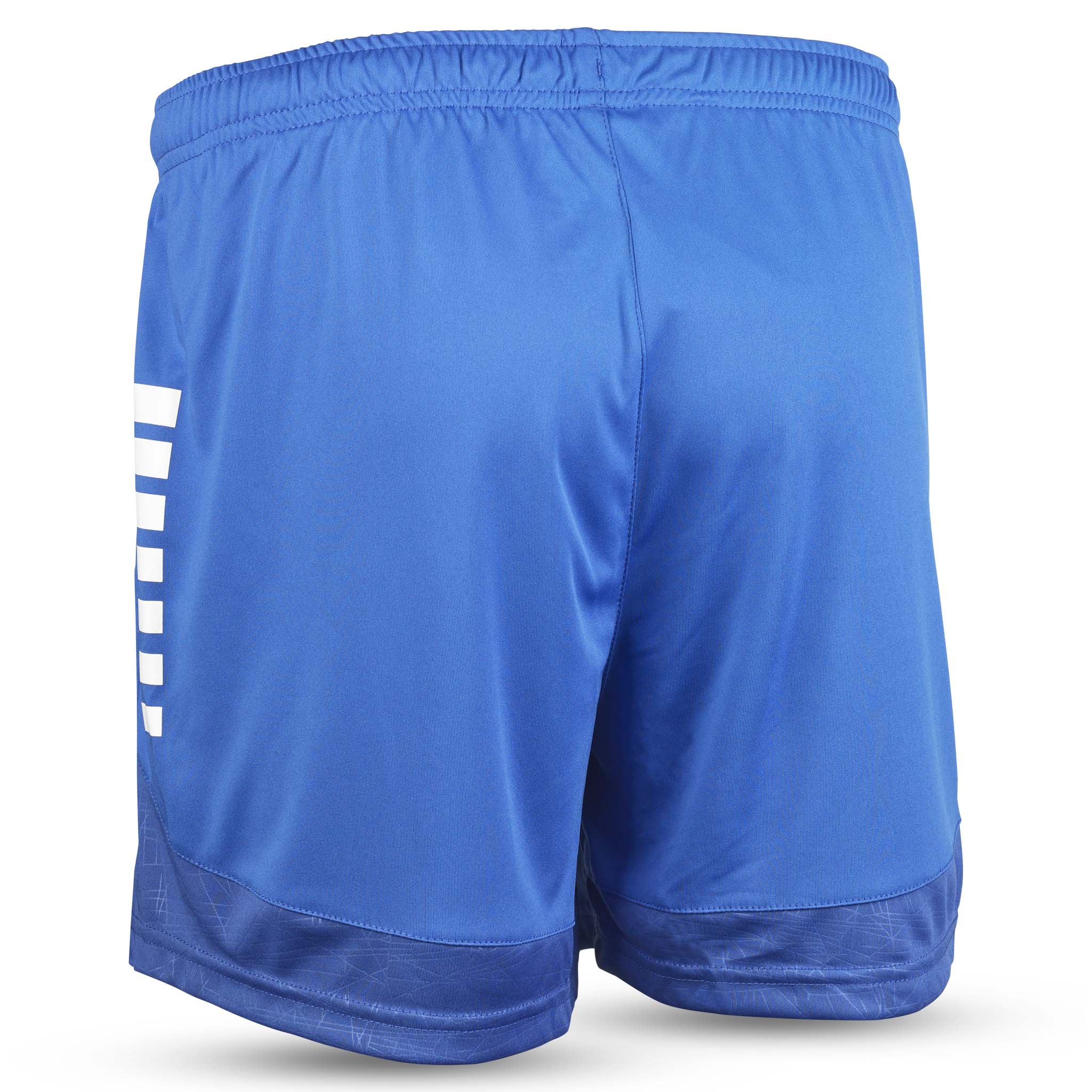 Blue Player shorts Spain woman v25, white stripes, Match & Training wear, back page view