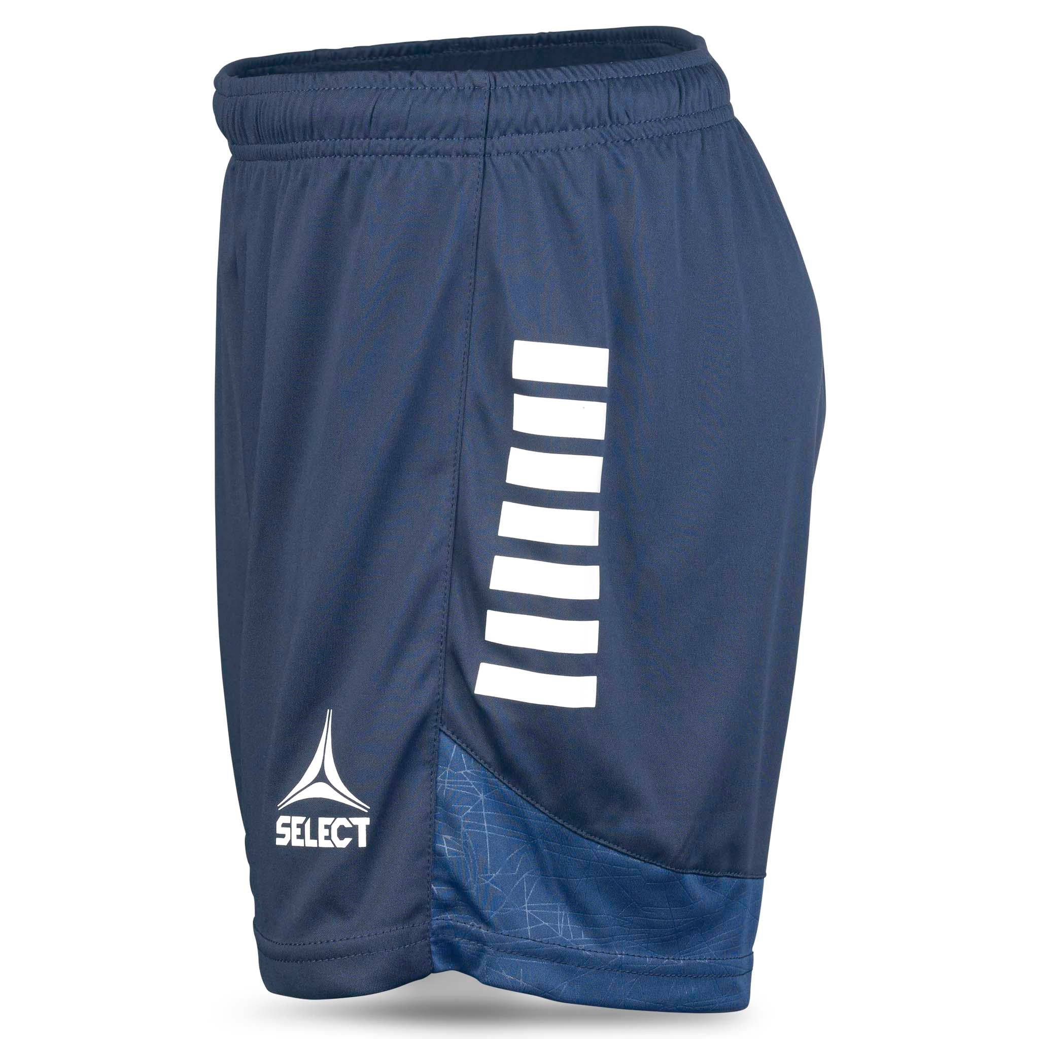 Navy and white Player shorts Spain woman v25, Match & Training wear, right-side view with white stripes.