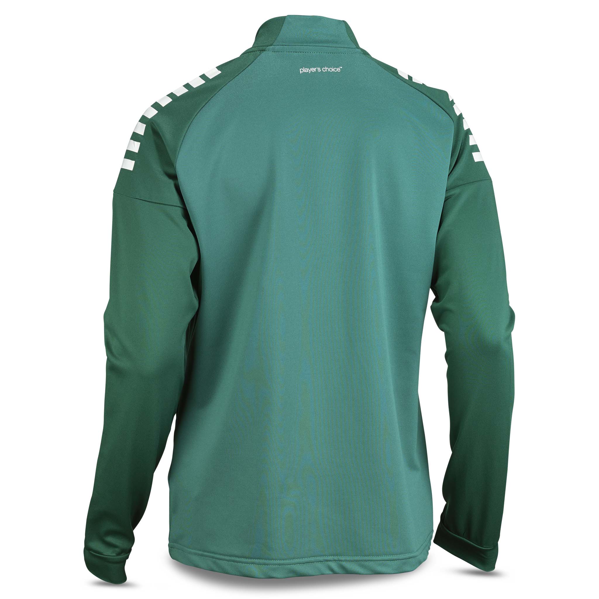 Back page of green and white Training zip jacket Spain woman v25, Match & Training wear