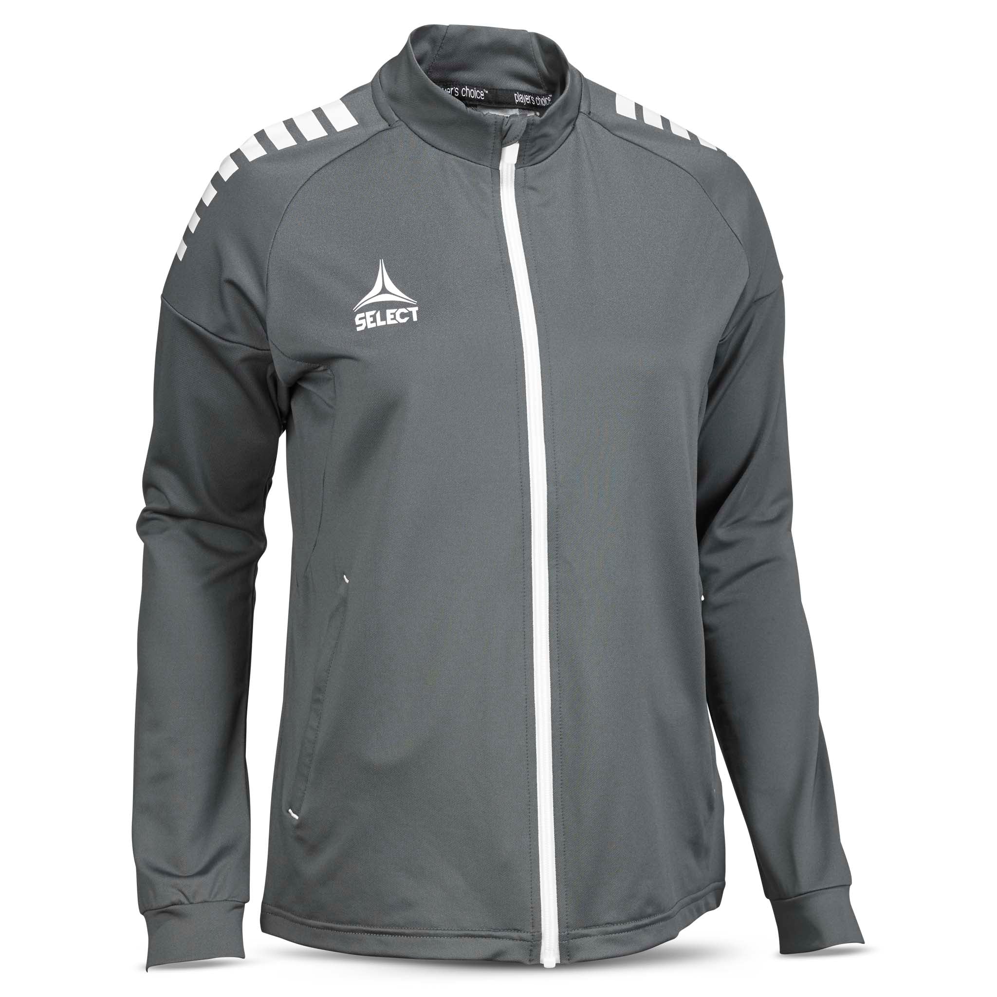 Front view of grey and white Training zip jacket Spain woman v25, Match & Training wear for football