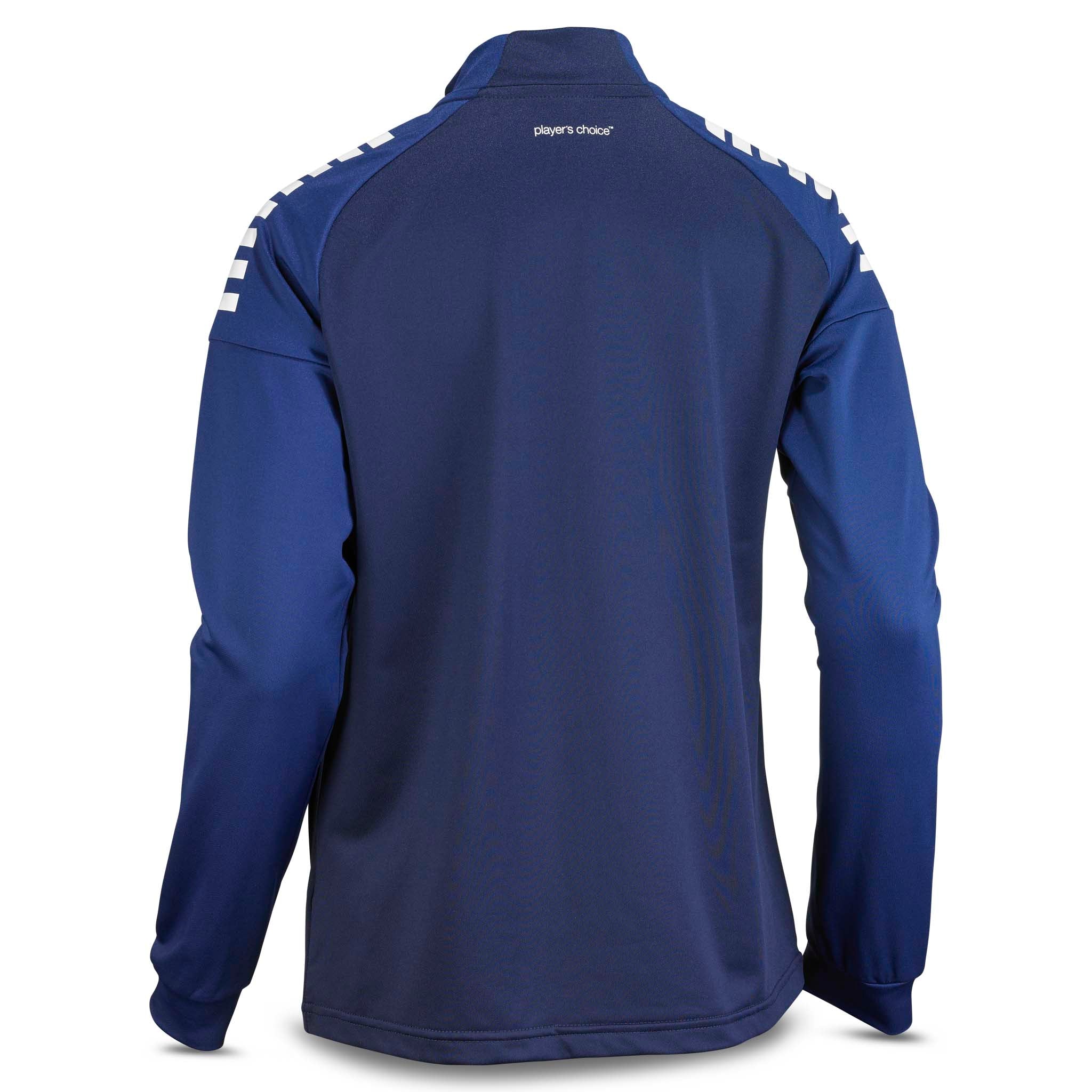 Back page of navy Training zip jacket Spain woman v25, Match & Training wear, with white shoulder details.