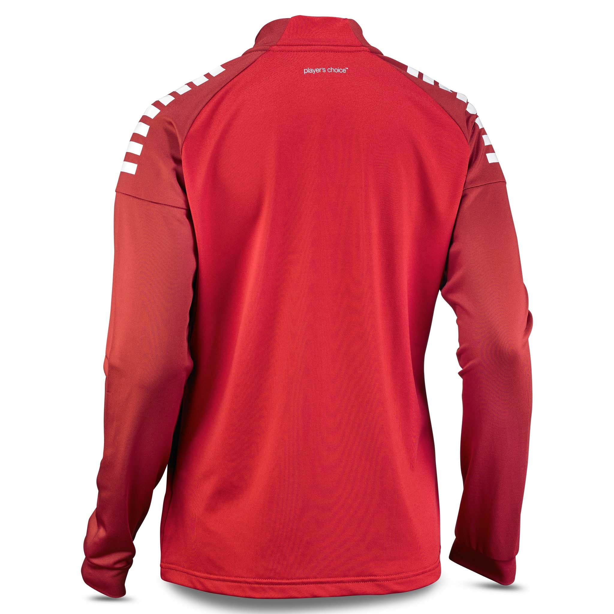 Back page of red Training zip jacket Spain woman v25, Match & Training wear, with white shoulder details.