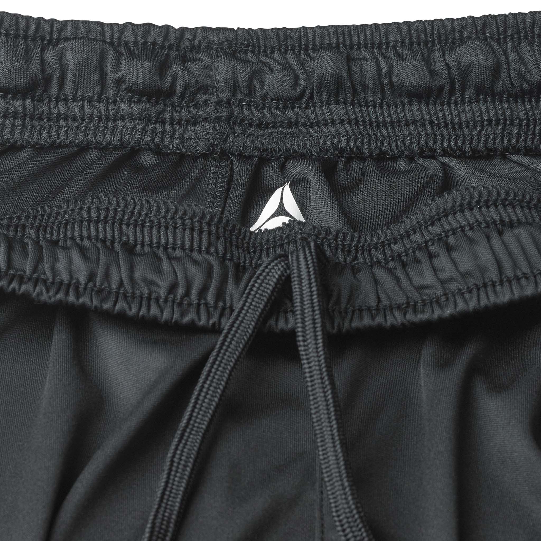 Closeup of black Player shorts Spain woman v25, Match & Training wear, showing elastic waistband and drawstring.