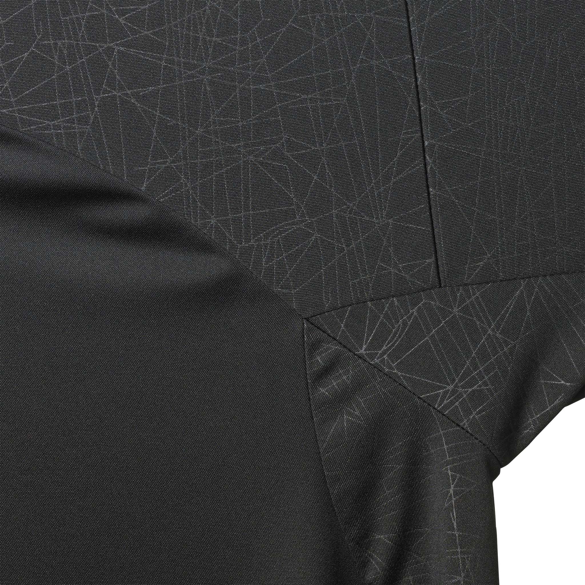 Closeup of Player shirt S/S Spain woman v25, Match & Training wear, black fabric with grey geometric line pattern