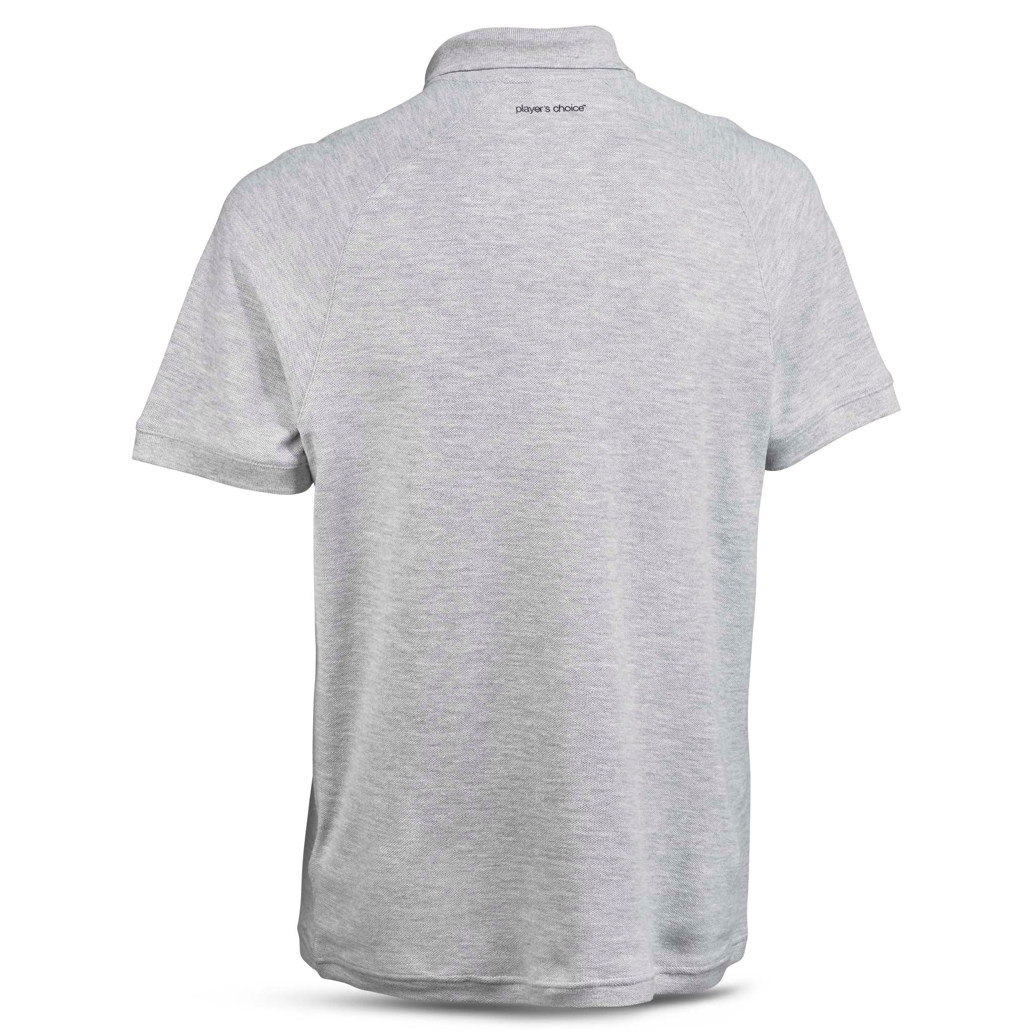 Grey Polo t-shirt Oxford v25, leisure wear, back page view.