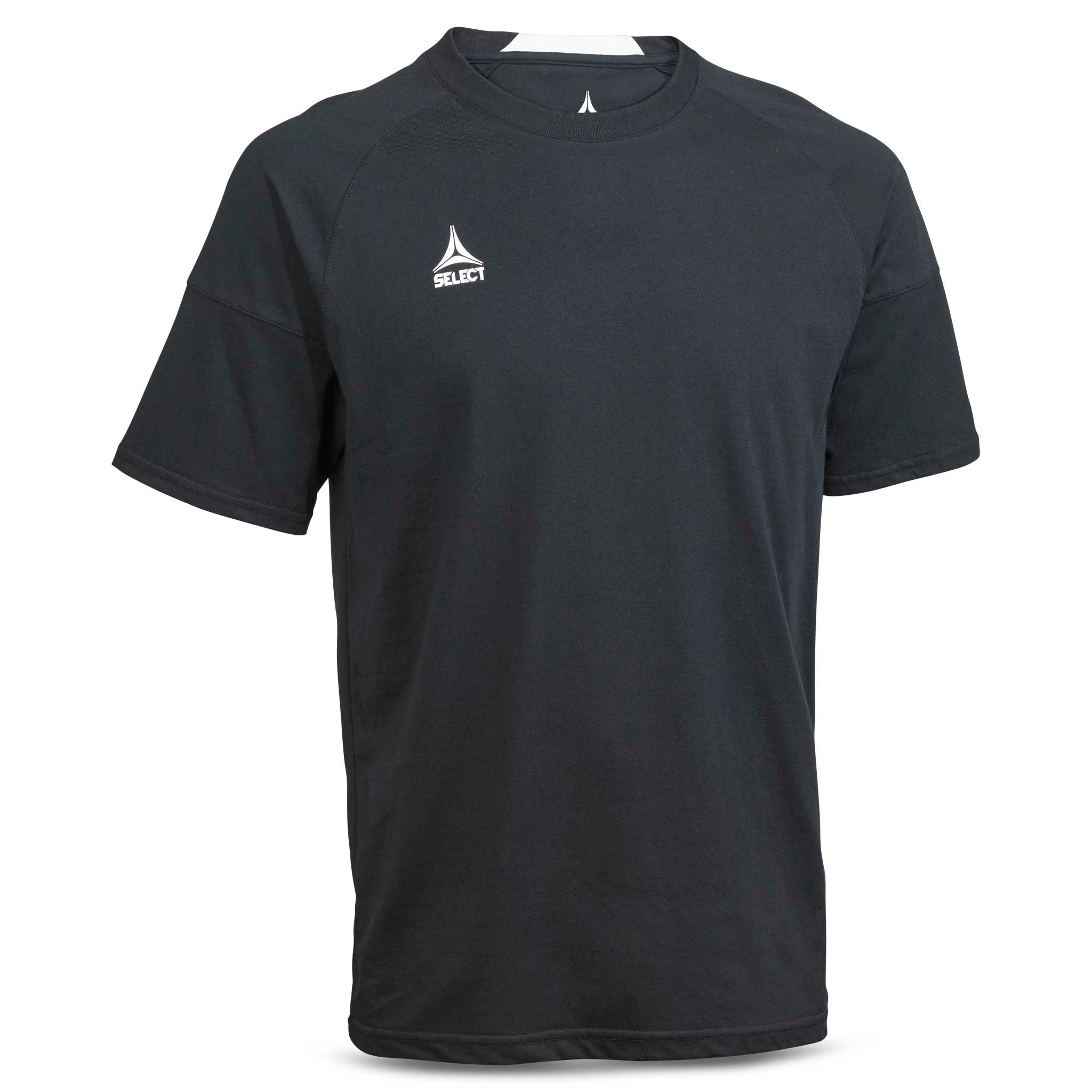 Black T-Shirt Oxford v25 leisure wear, front page with white logo on chest.