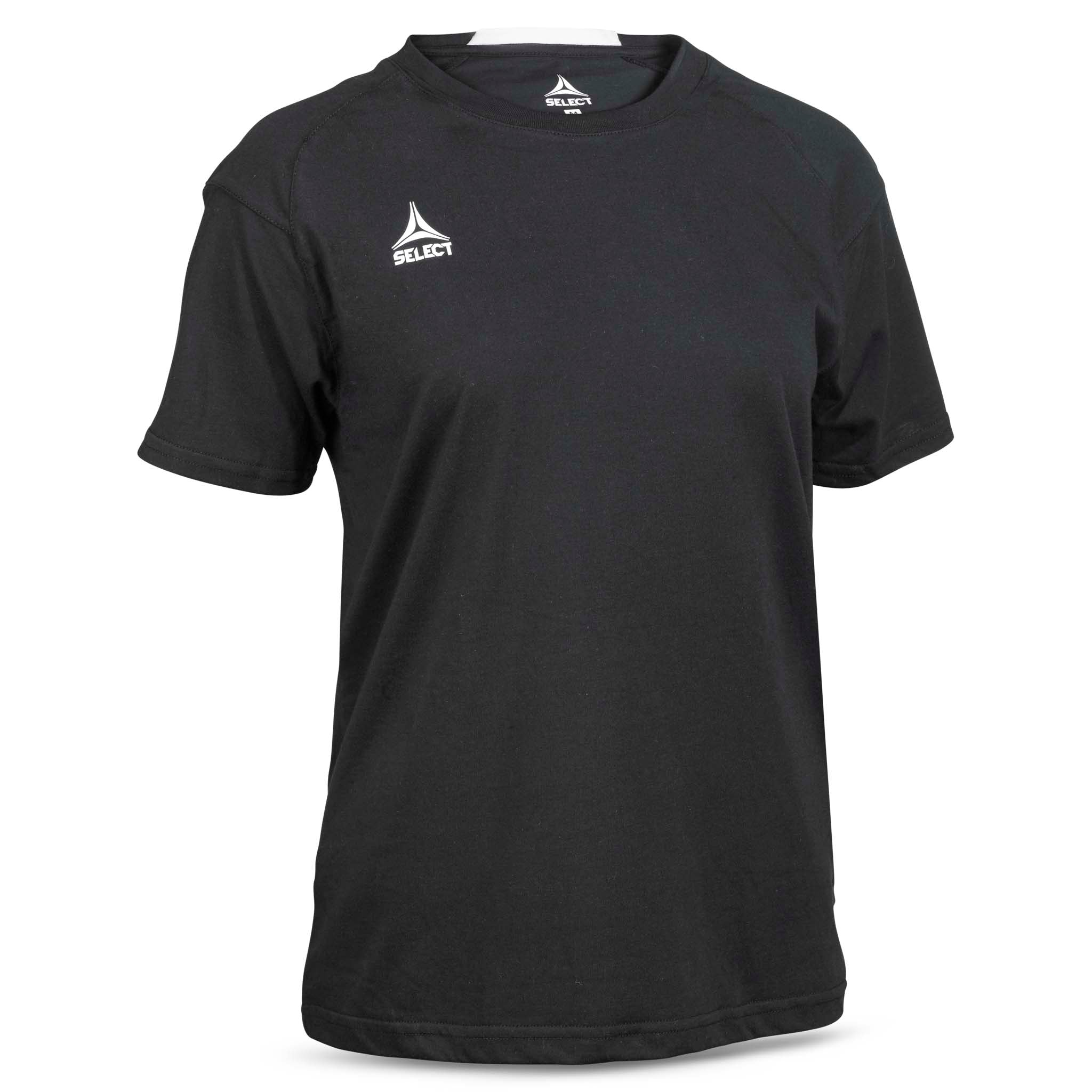 Black T-Shirt Oxford woman v25, leisure wear, front page view with white logo