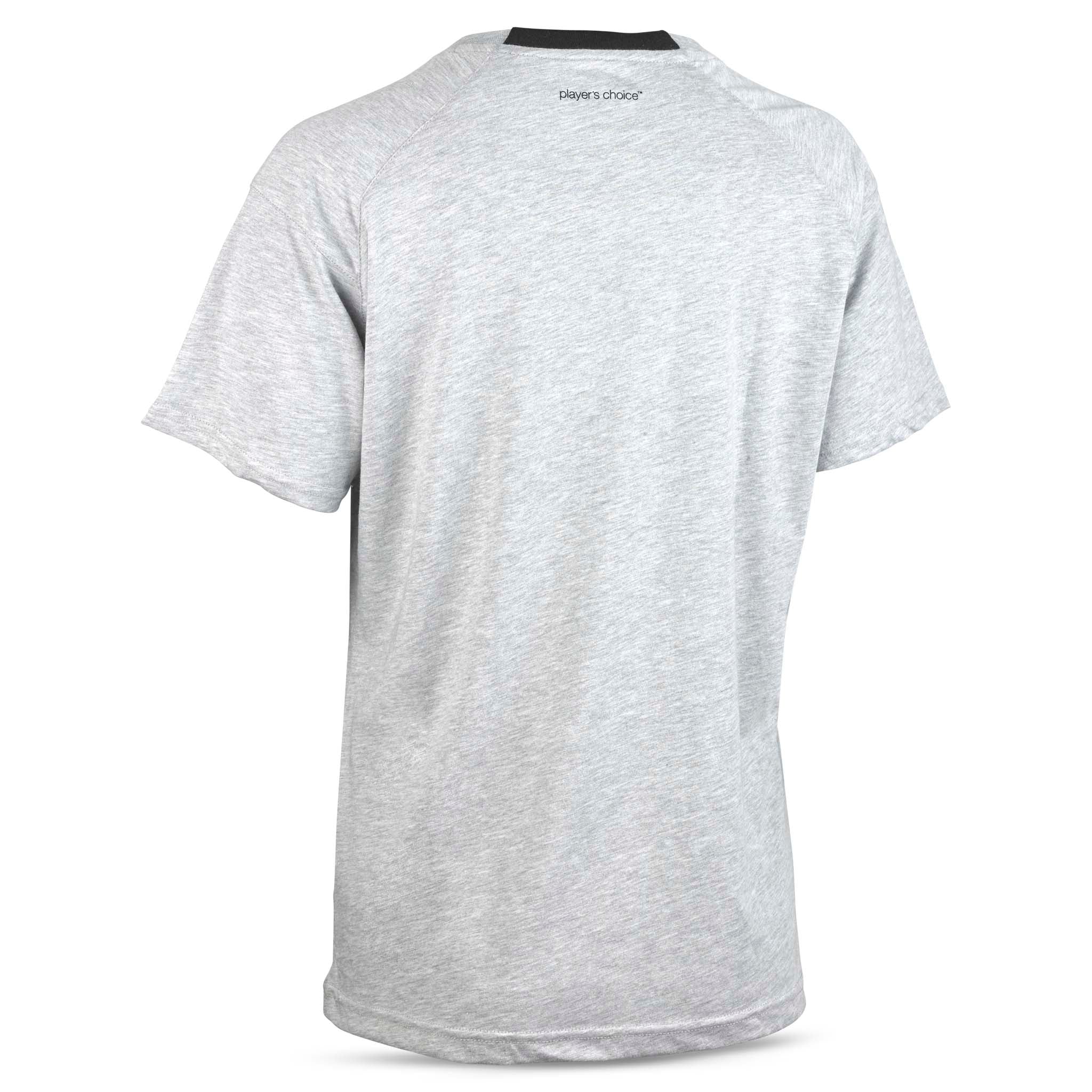 Grey T-Shirt Oxford woman v25, leisure wear, back page view with dark neckline detail.