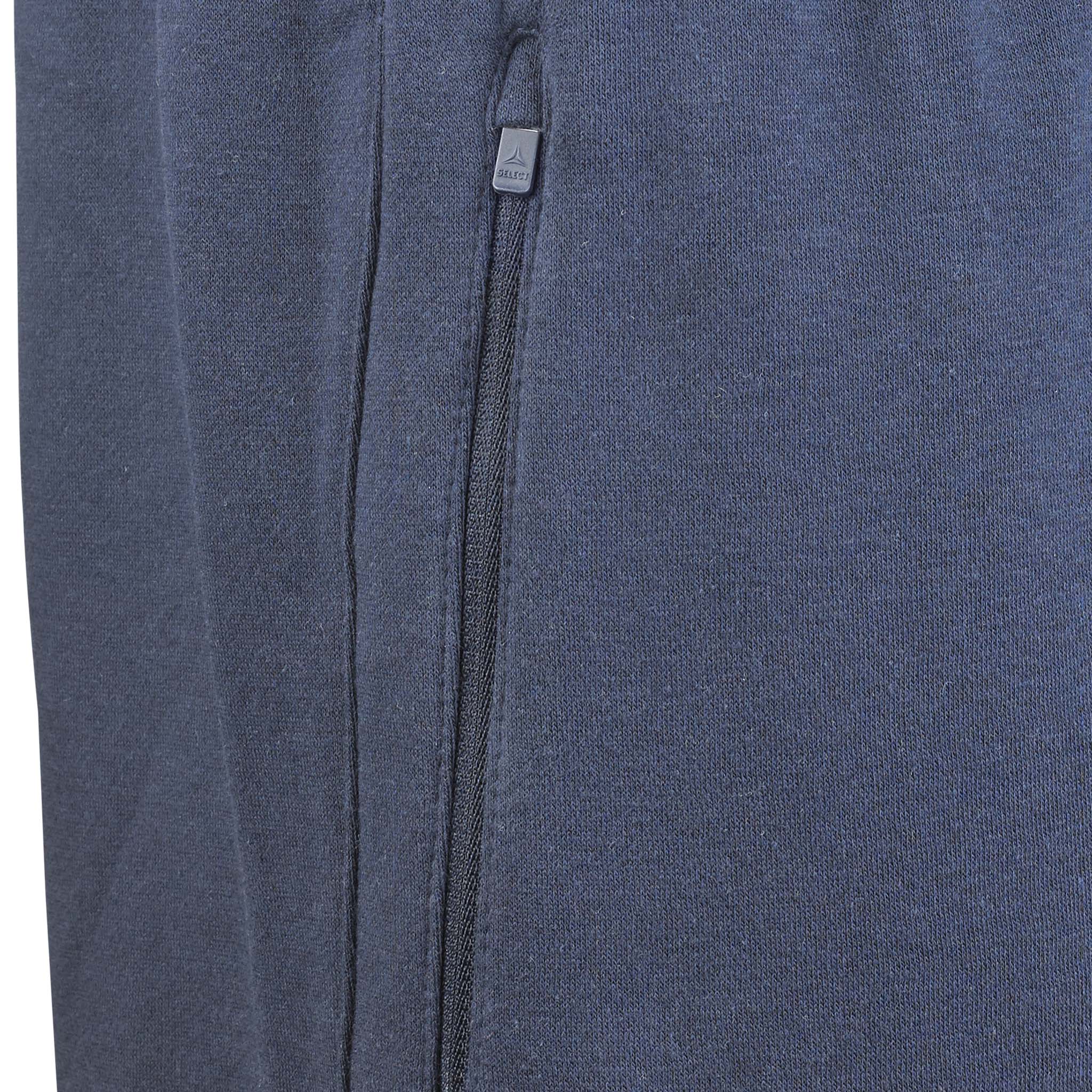 Closeup of navy Sweat pants Oxford women v25 leisure wear, showing zip pocket detail