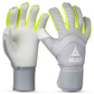 Forside af GK gloves 33 Allround v26 målmandshandsker til fodbold i grå med neongule fingerdetaljer.