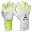 GK gloves 88 Kids v26 målmandshandsker, forside, i hvid med neongule detaljer.