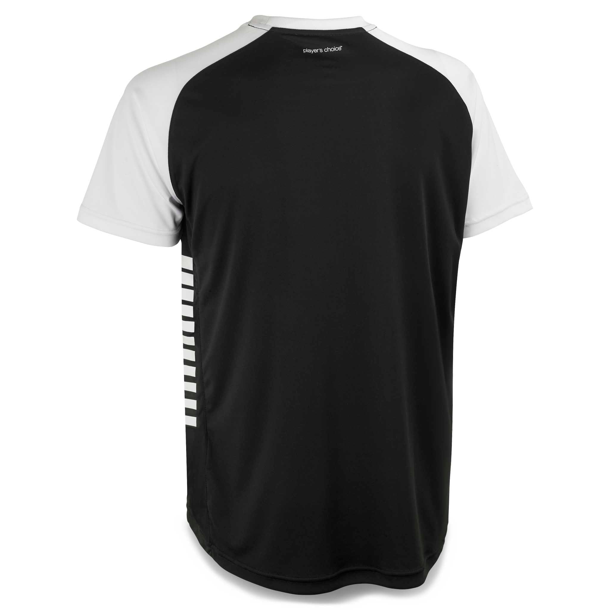 Player shirt S/S Pisa X, Match & Training wear, sort med hvide ærmer, set bagfra