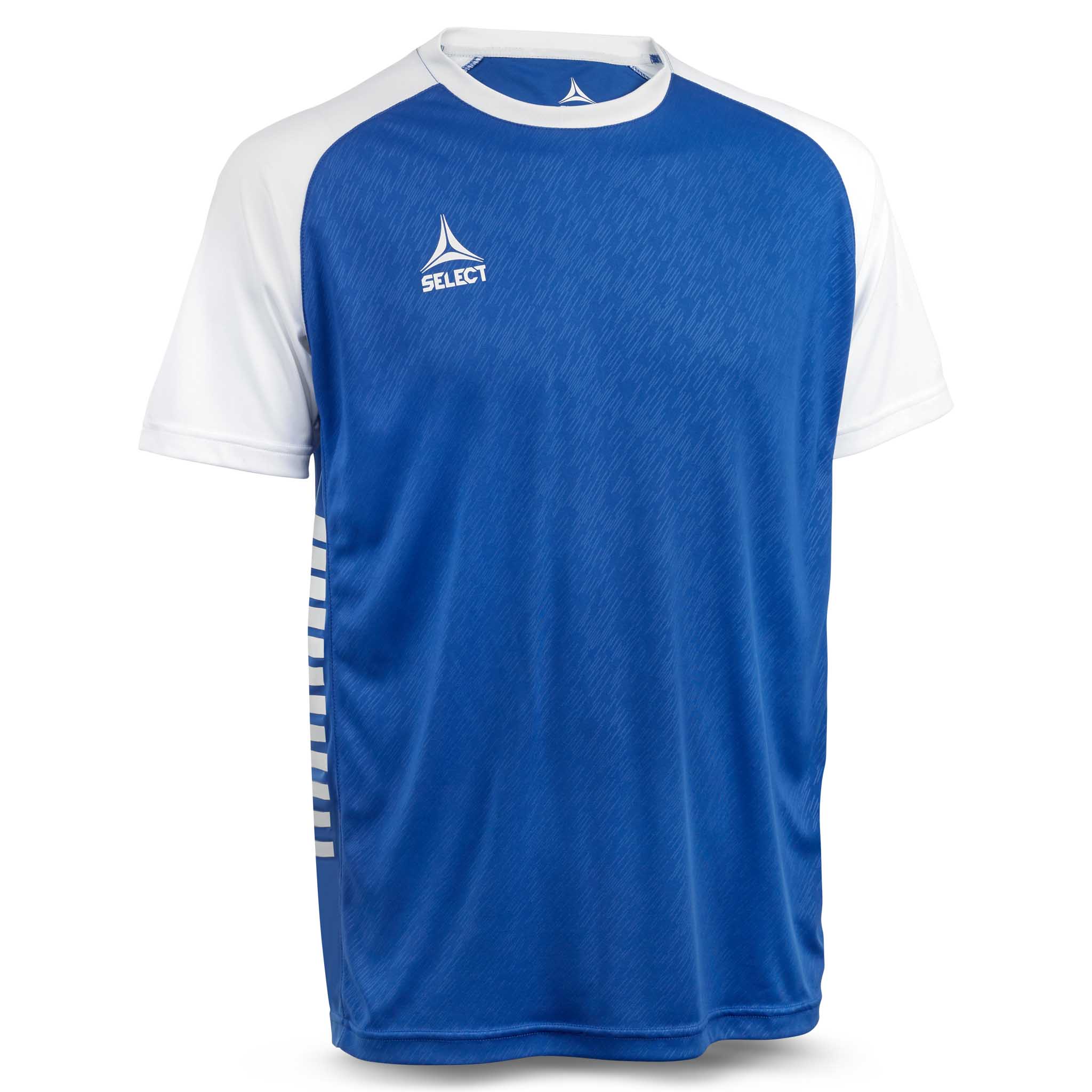 Player Shirt S/S Pisa X, kamp- og træningstøj, blå og hvid, set forfra