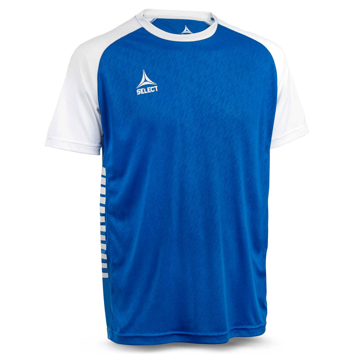 Player Shirt S/S Pisa X, kamp- og træningstøj, blå og hvid, set forfra