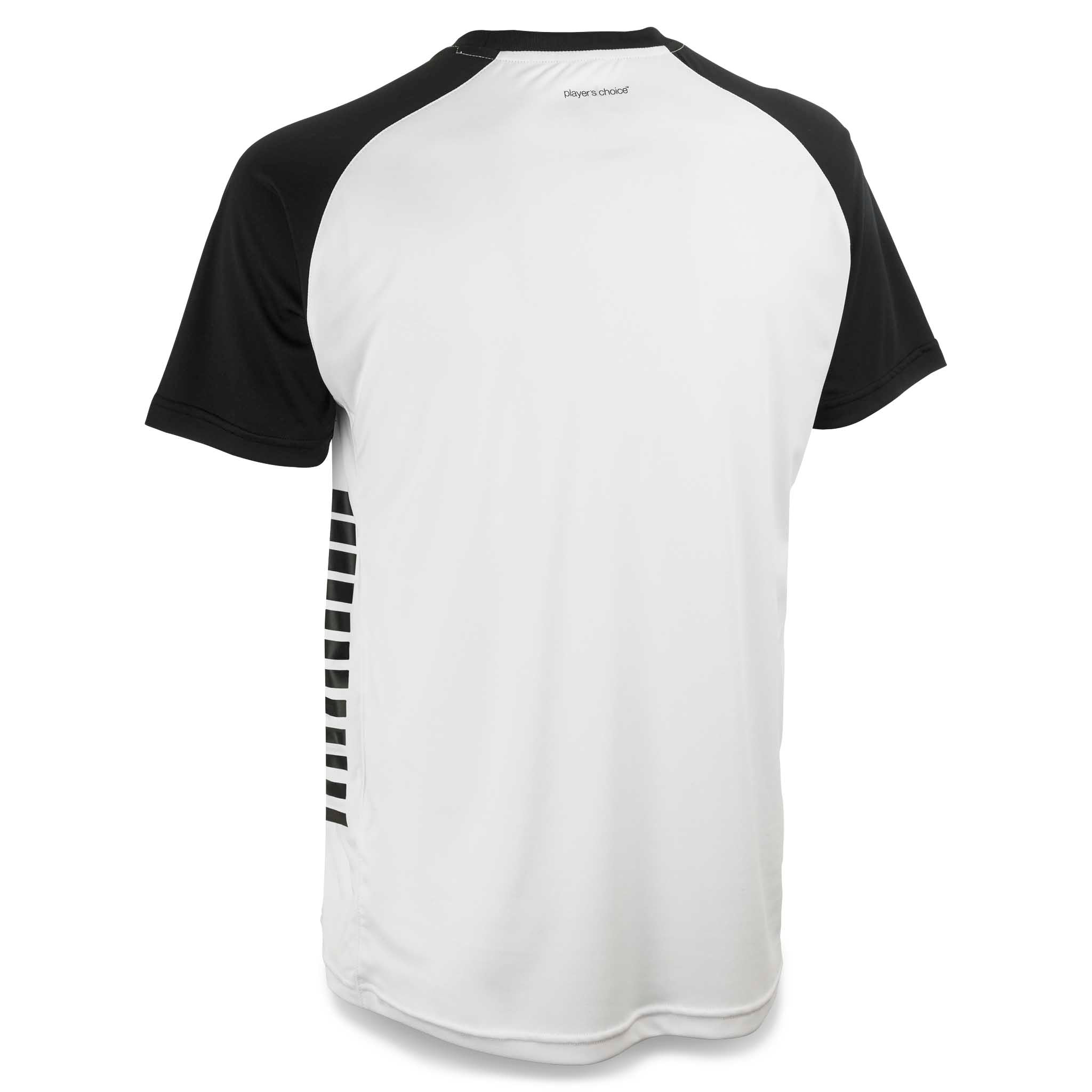 Bagside af hvid og sort Player shirt S/S Pisa X, Match & Training wear fodboldtrøje.