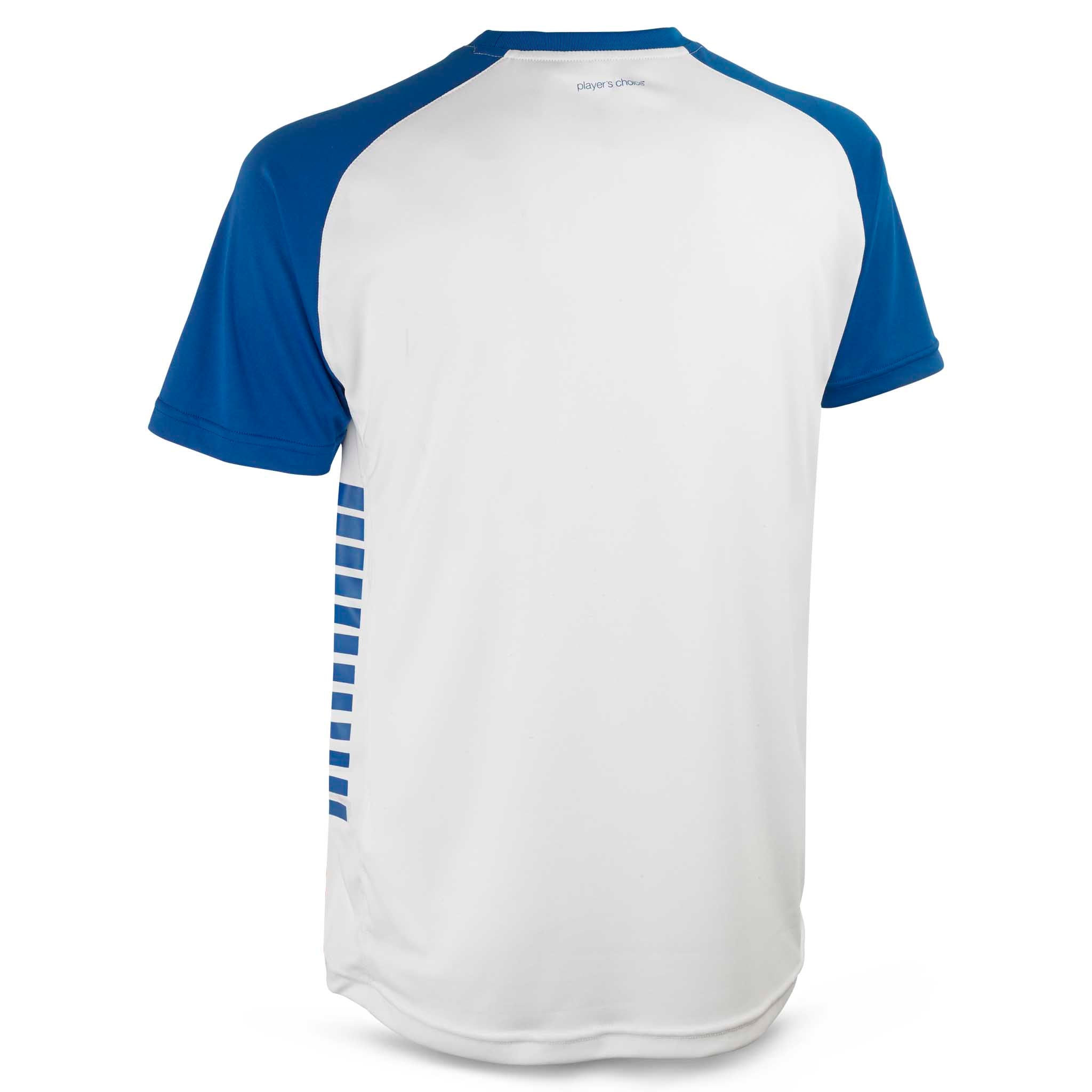 Bagside af hvid og blå Player shirt S/S Pisa X, Match & Training wear fodboldtrøje
