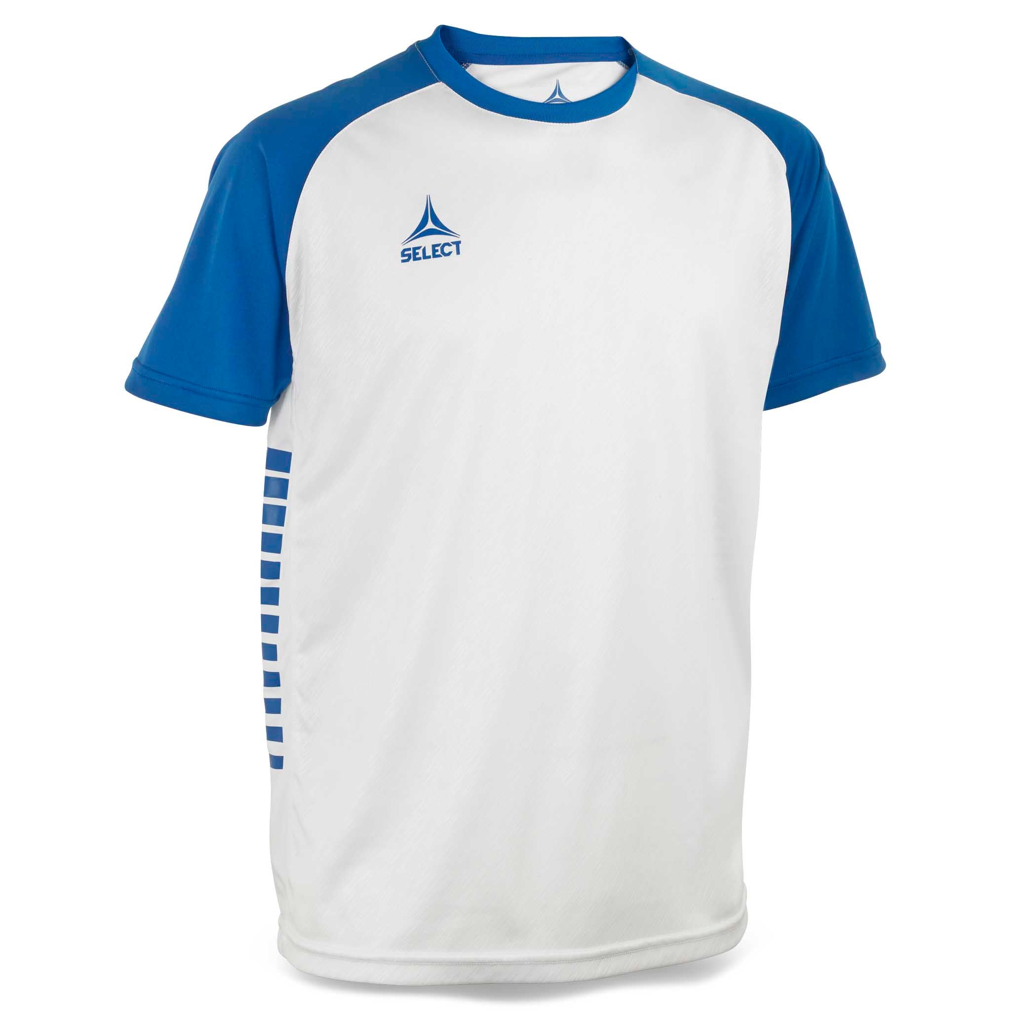 Forside af hvid og blå Player shirt S/S Pisa X, fodbold Match & Training wear