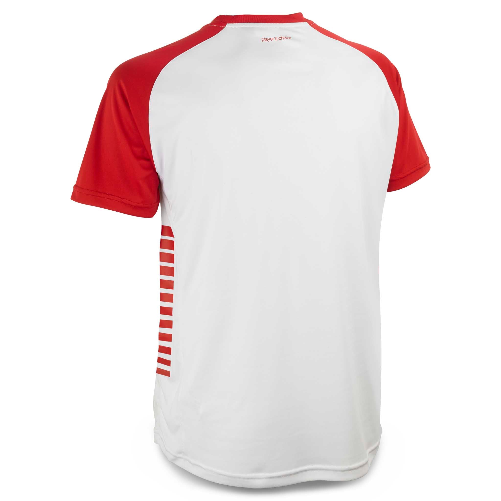 Bagside af hvid og rød Player shirt S/S Pisa X, Match & Training wear, fodbold