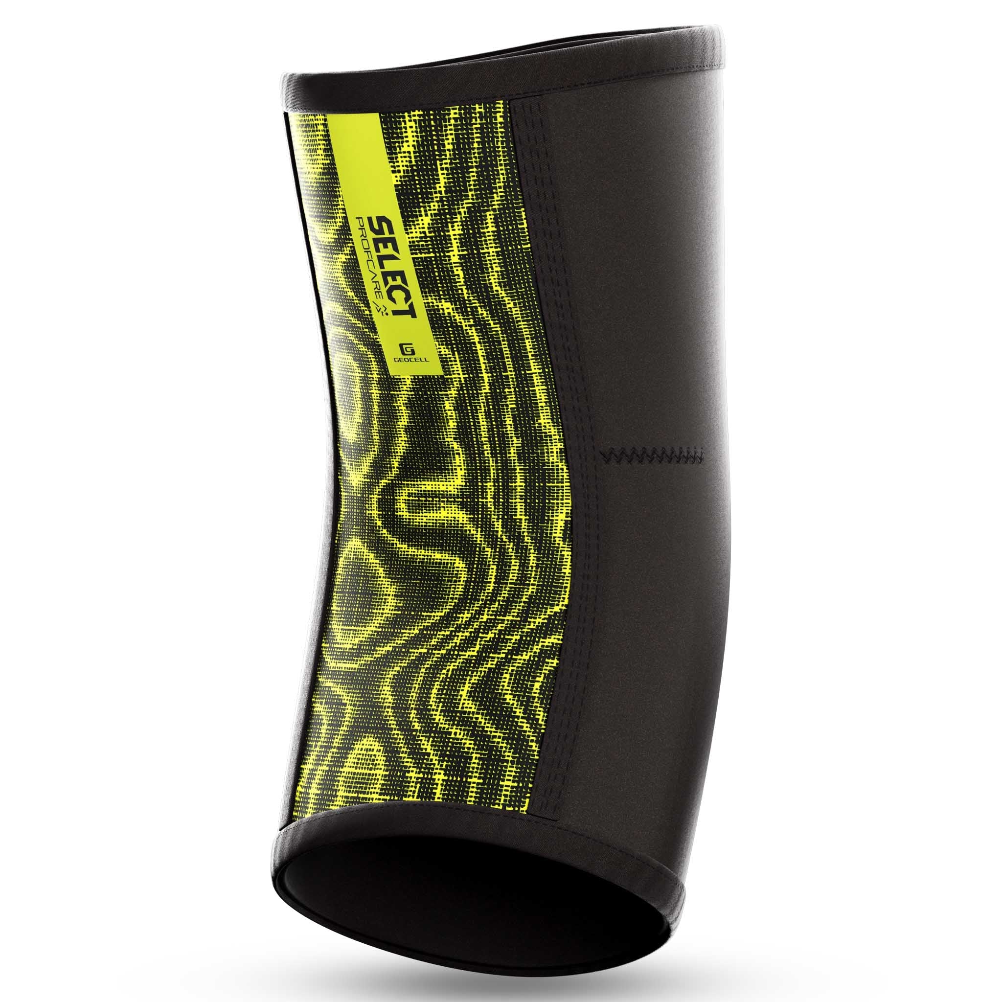 Black and green Elbow Support, sports support, back page view.