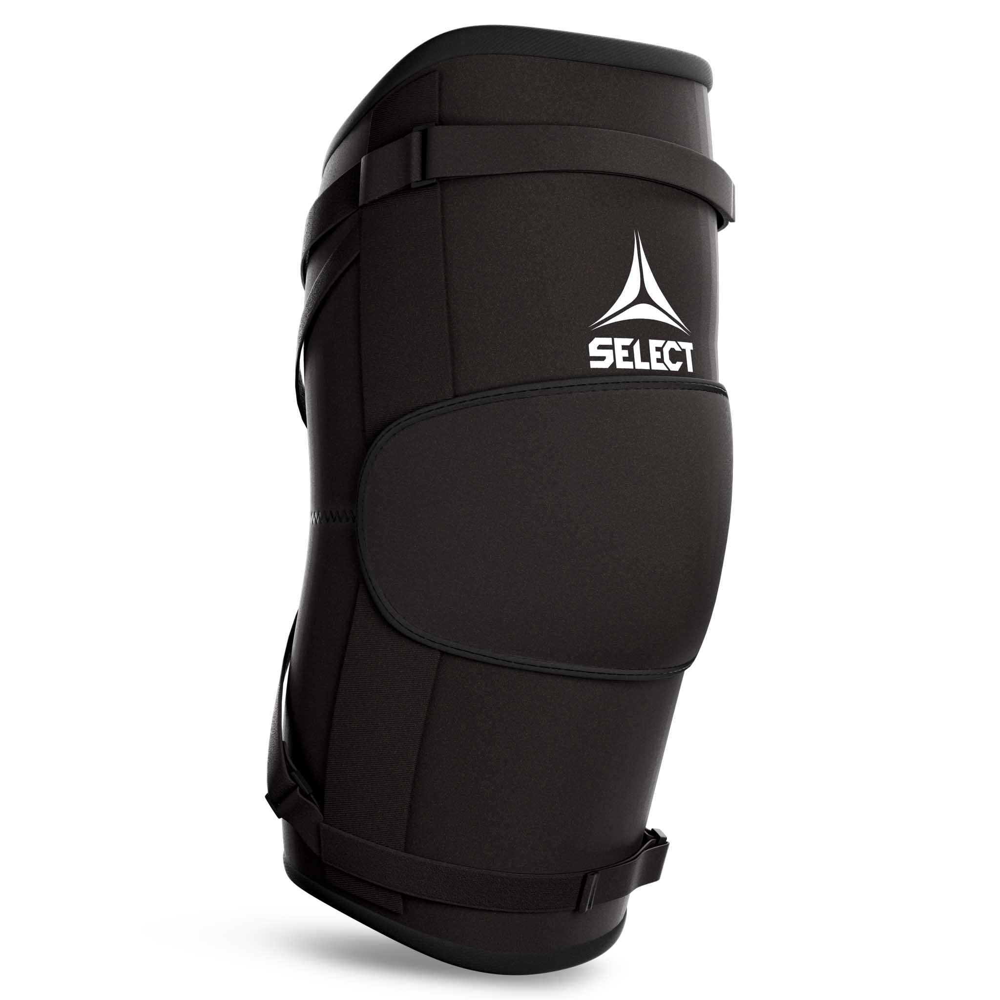 Sort Elbow Support Splint, sportsstøtte, forside med hvidt logo og justerbare remme.