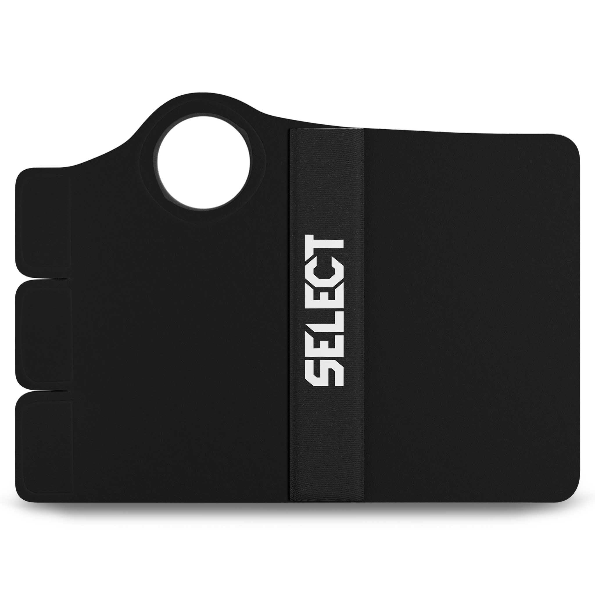 Forside af sort Wrist Support 3 R sportsstøtte med hvidt Select-logo.