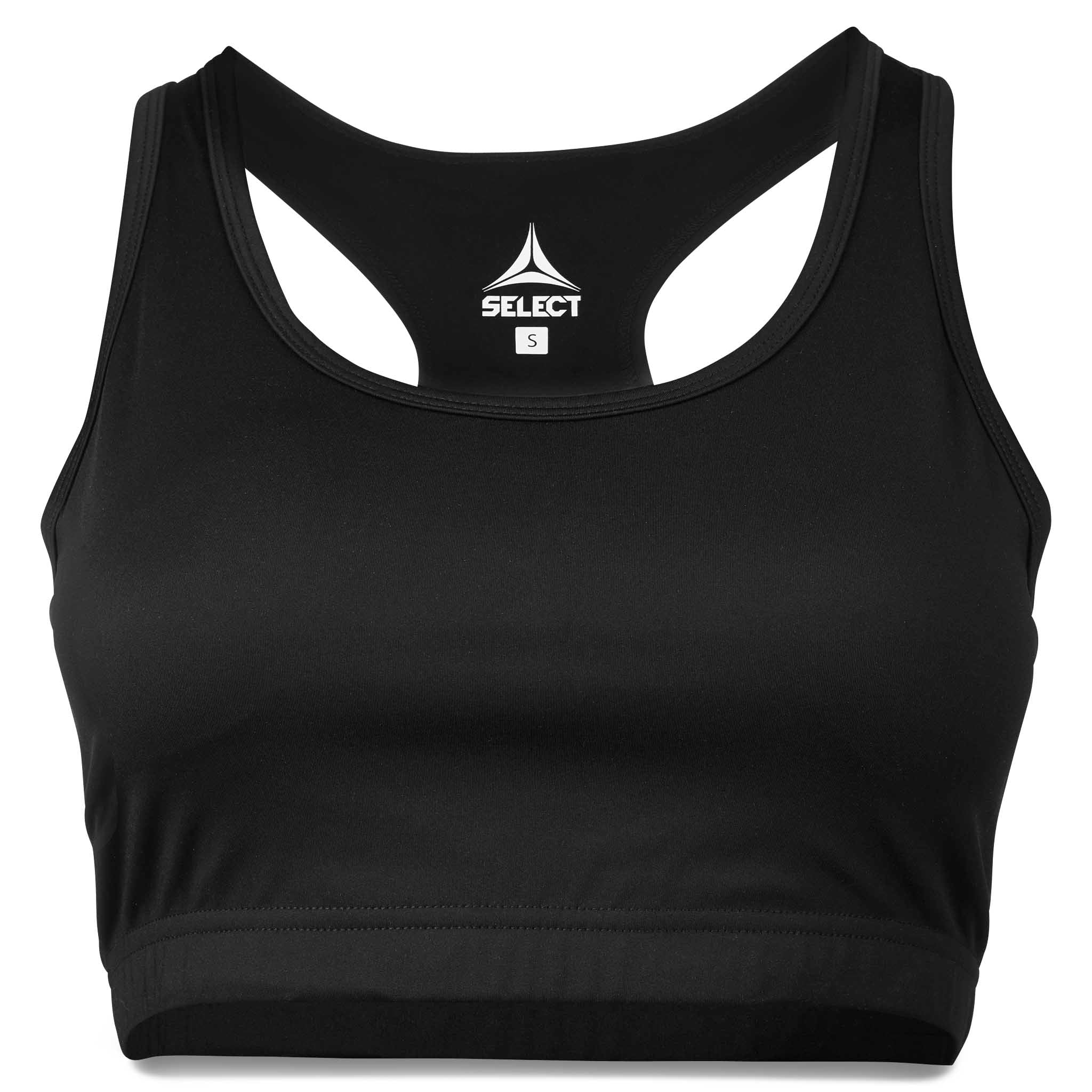 Sort Sports Bra Baselayer med racerback-design, set forfra