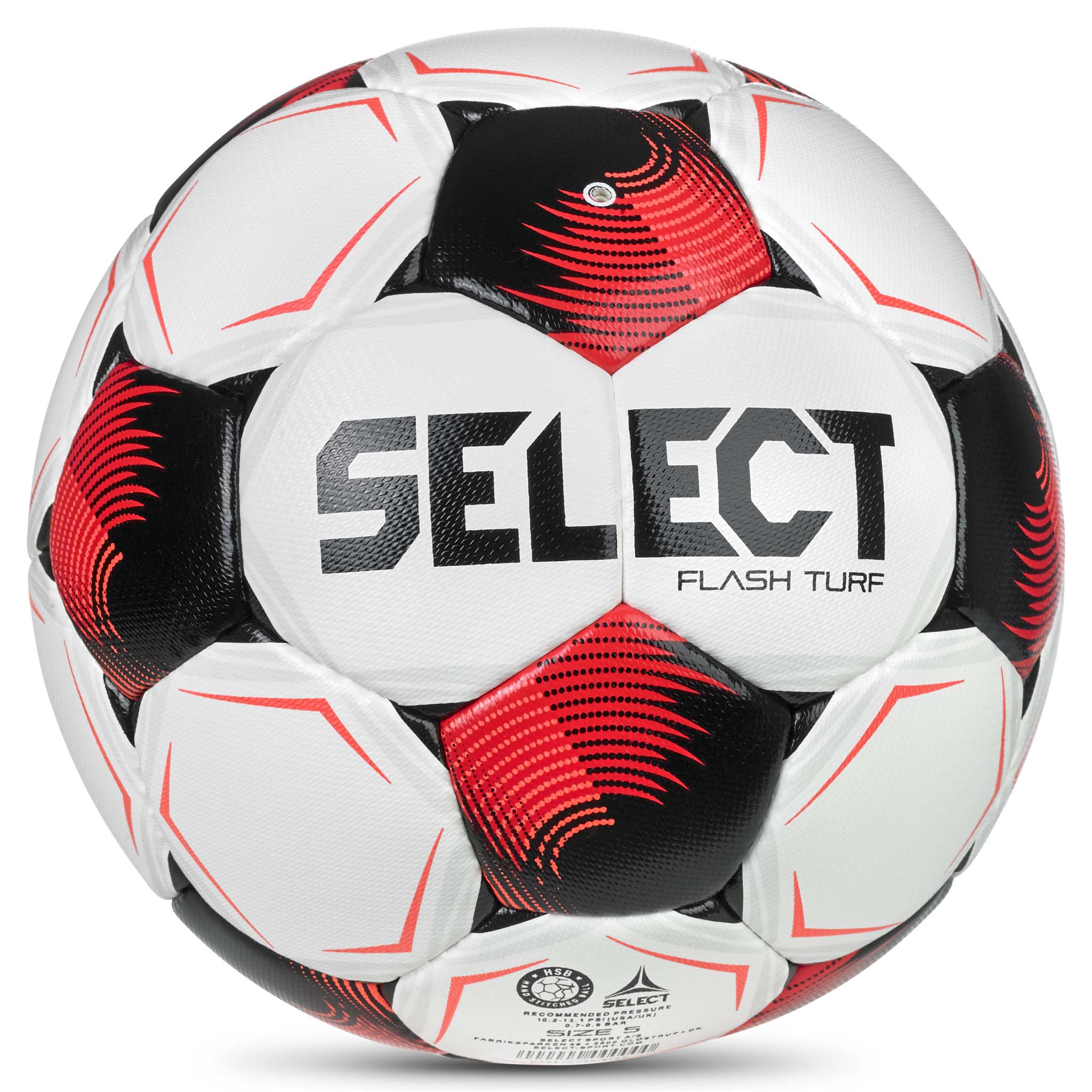 Flash Turf v26 fodbold, bagside, hvid med rødt og sort design