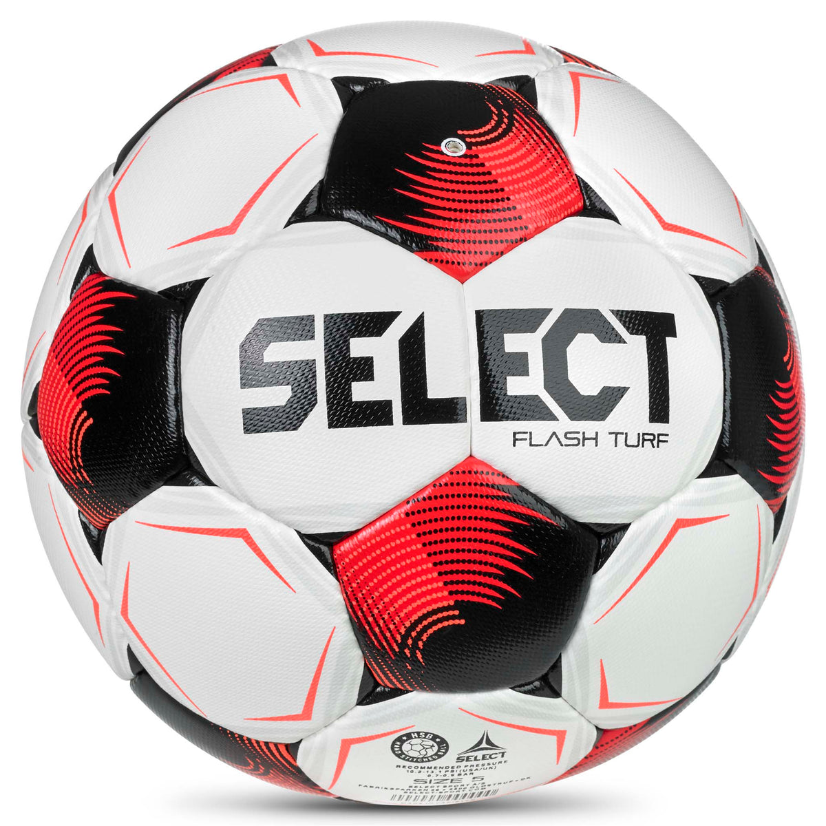 Flash Turf v26 fodbold, bagside, hvid med rødt og sort design