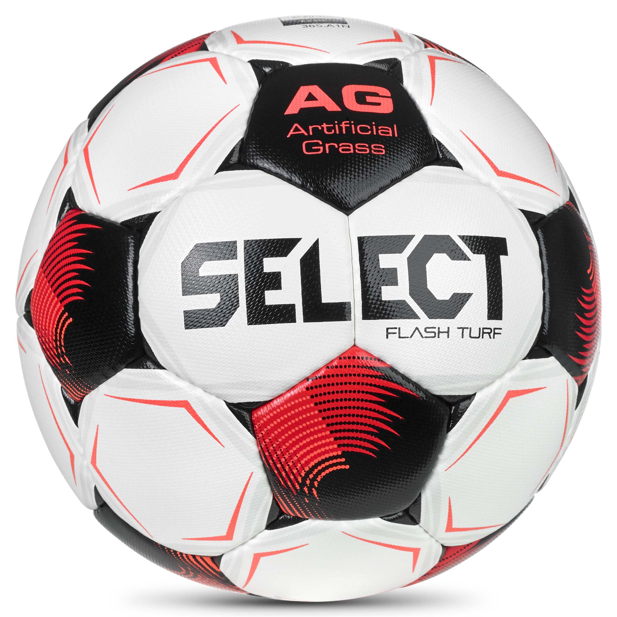 Flash Turf v26 football in white, red and black, front page view