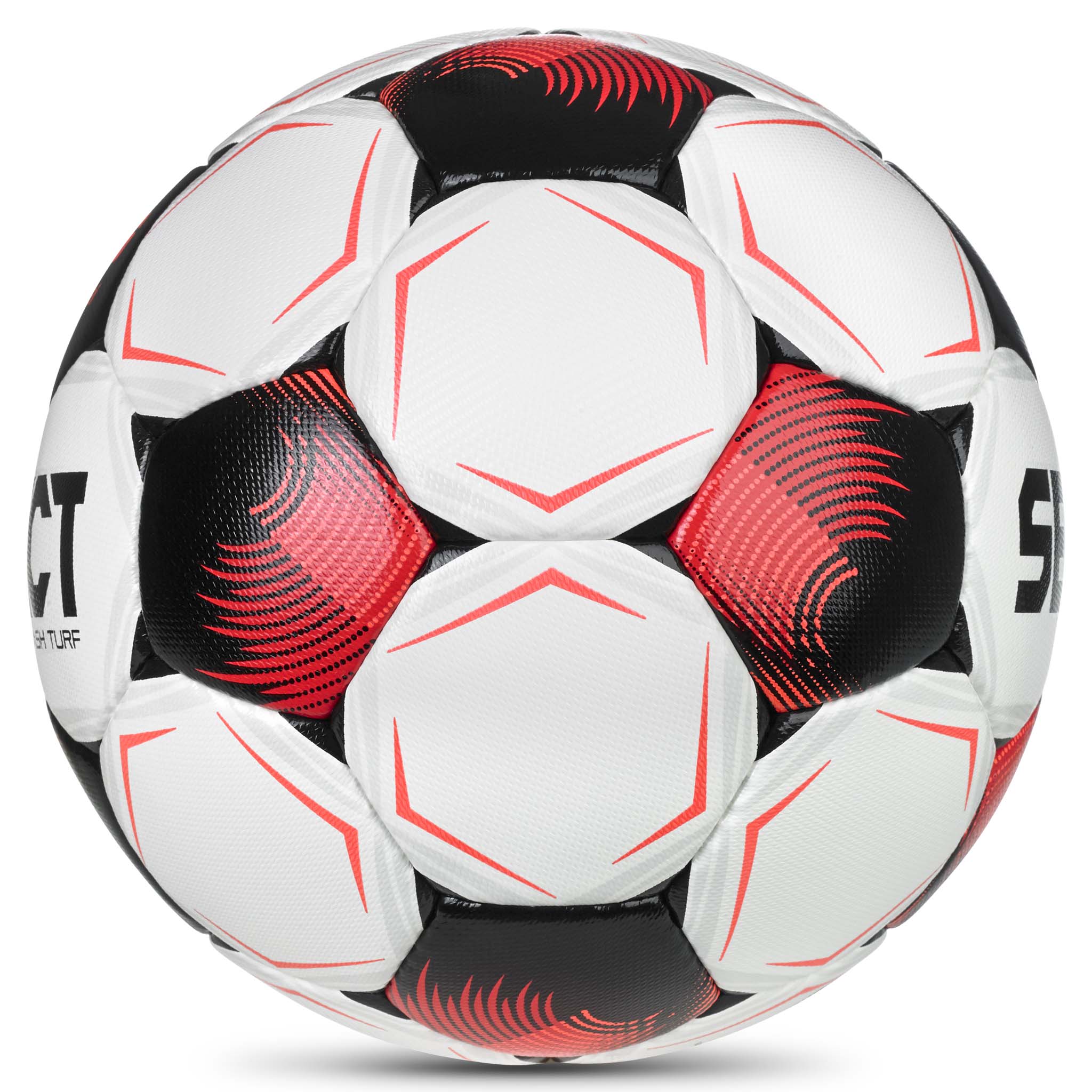 Flash Turf v26 fodbold i hvid, rød og sort, set fra højre side