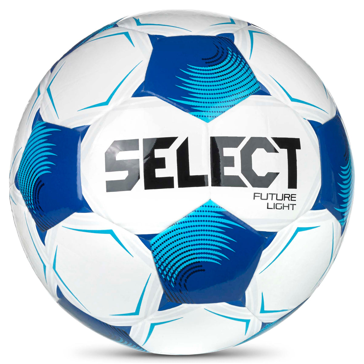 Future Light v26 football in white, blue and cyan, front page view
