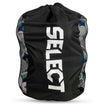 Front page of black Football bag Select 10-12 balls v26, sports bag with white logo and mesh sides