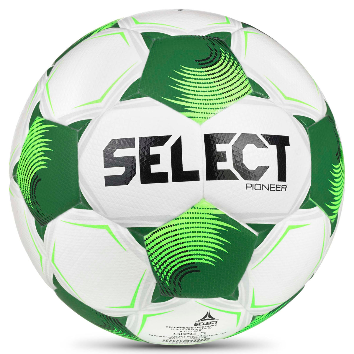 Pioneer v26 football in white and green, back page view