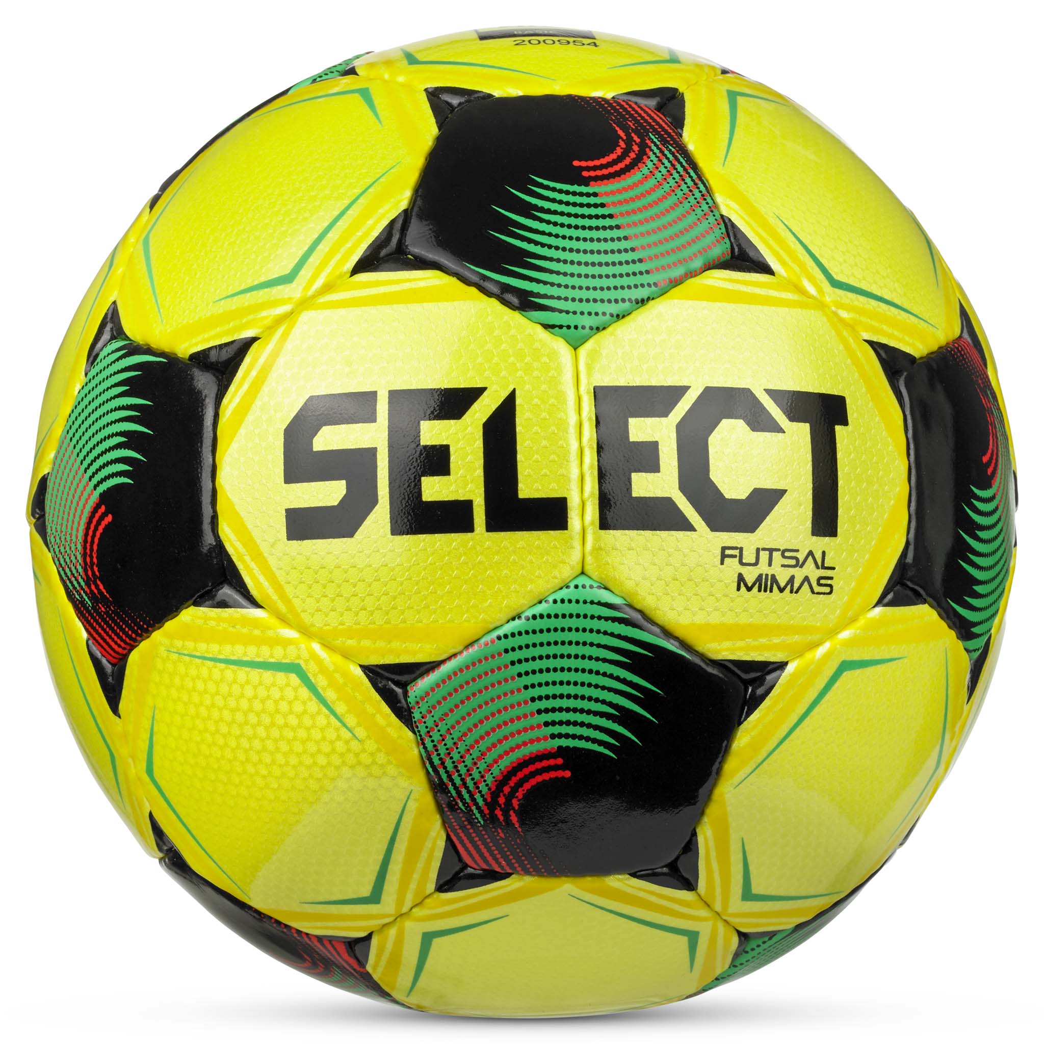 Futsal Mimas v26 football, front page, in yellow, green, black and red