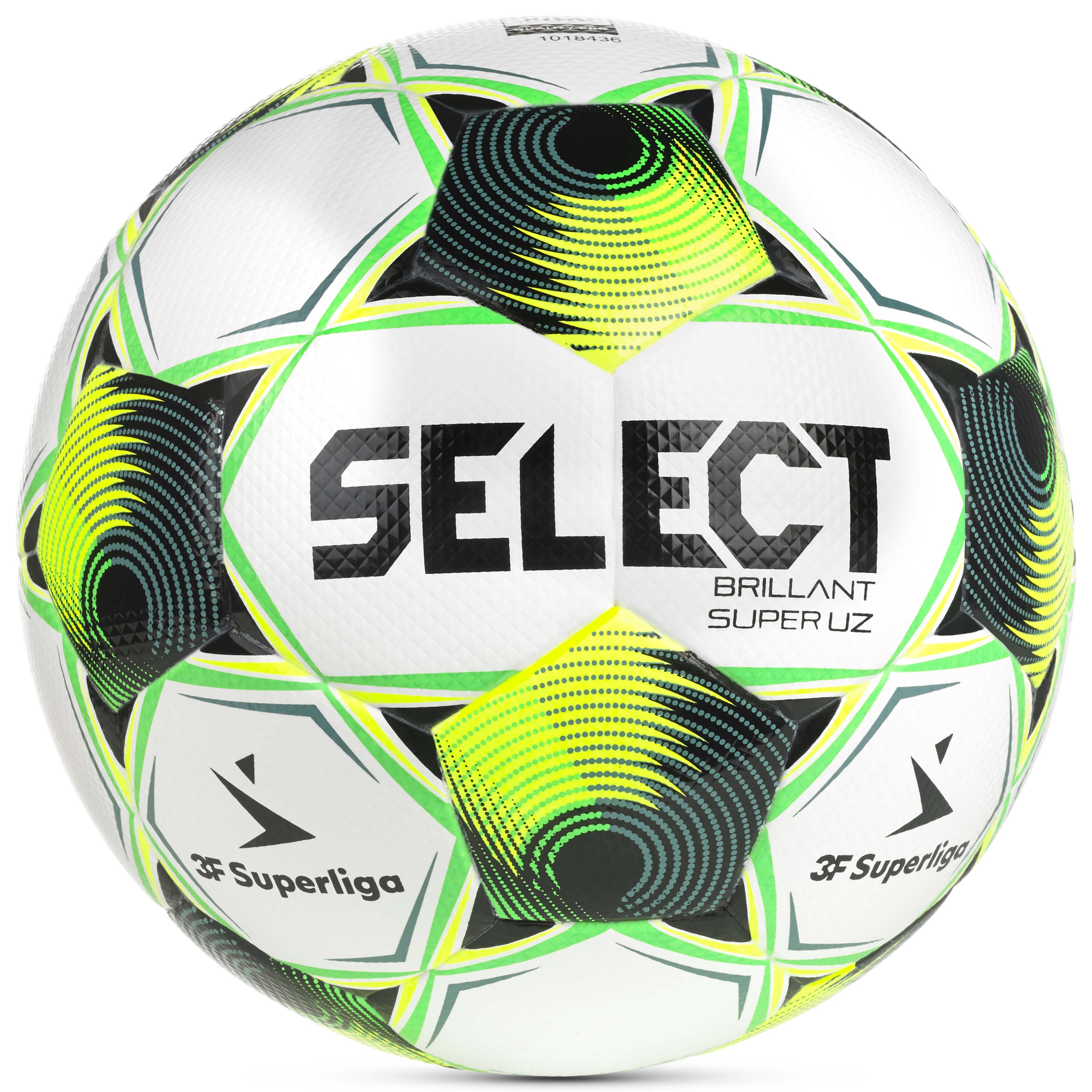 Front page of Brillant Super UZ 3F Superliga v26 football in white, green, yellow and black.