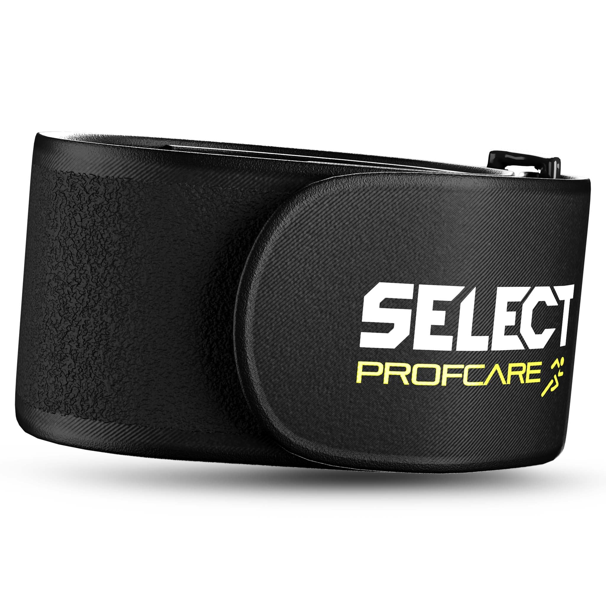 Black Tennis elbow-caps Sports support, front view, with Select Profcare branding