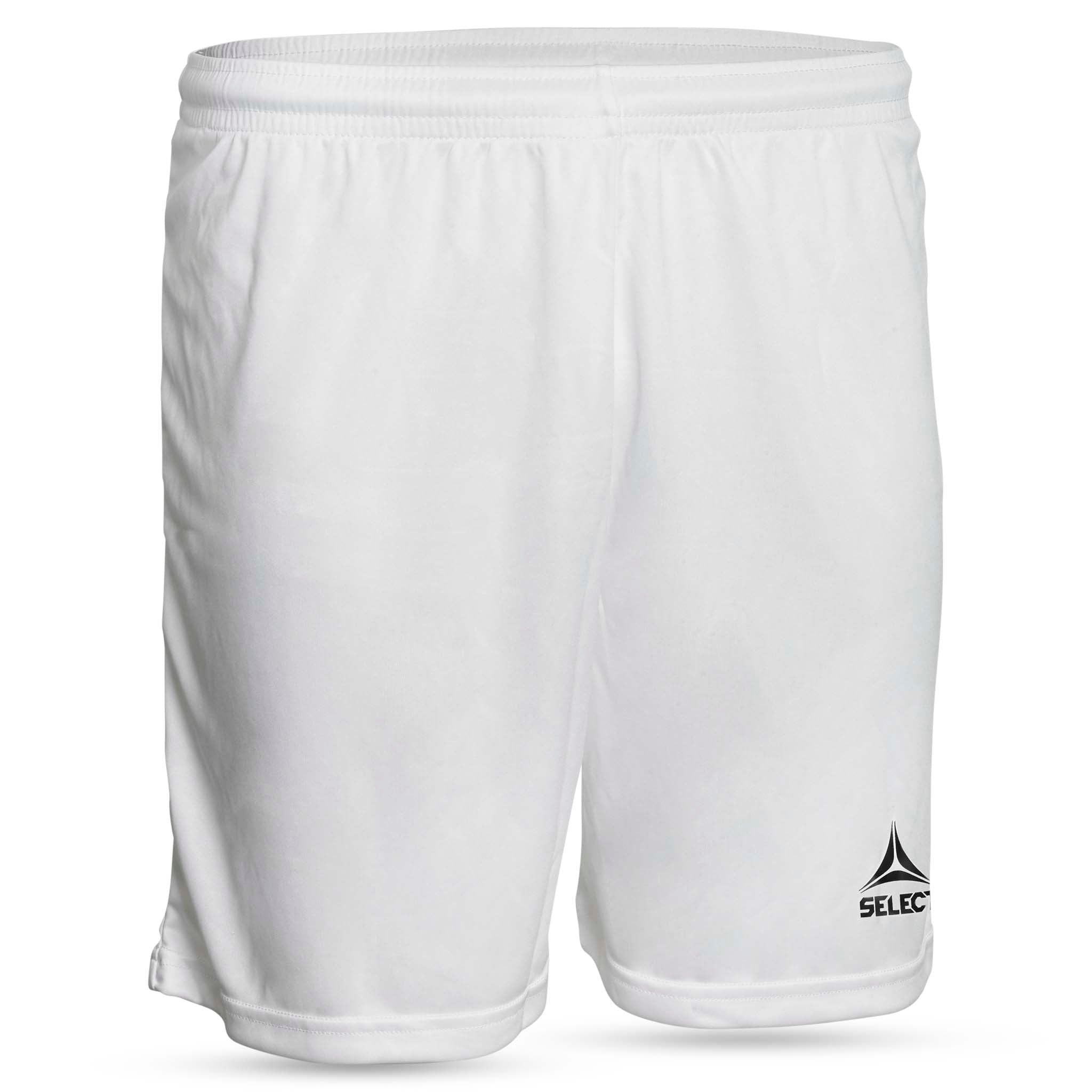 Front page of white Player shorts Pisa with black logo, Match & Training wear for football.