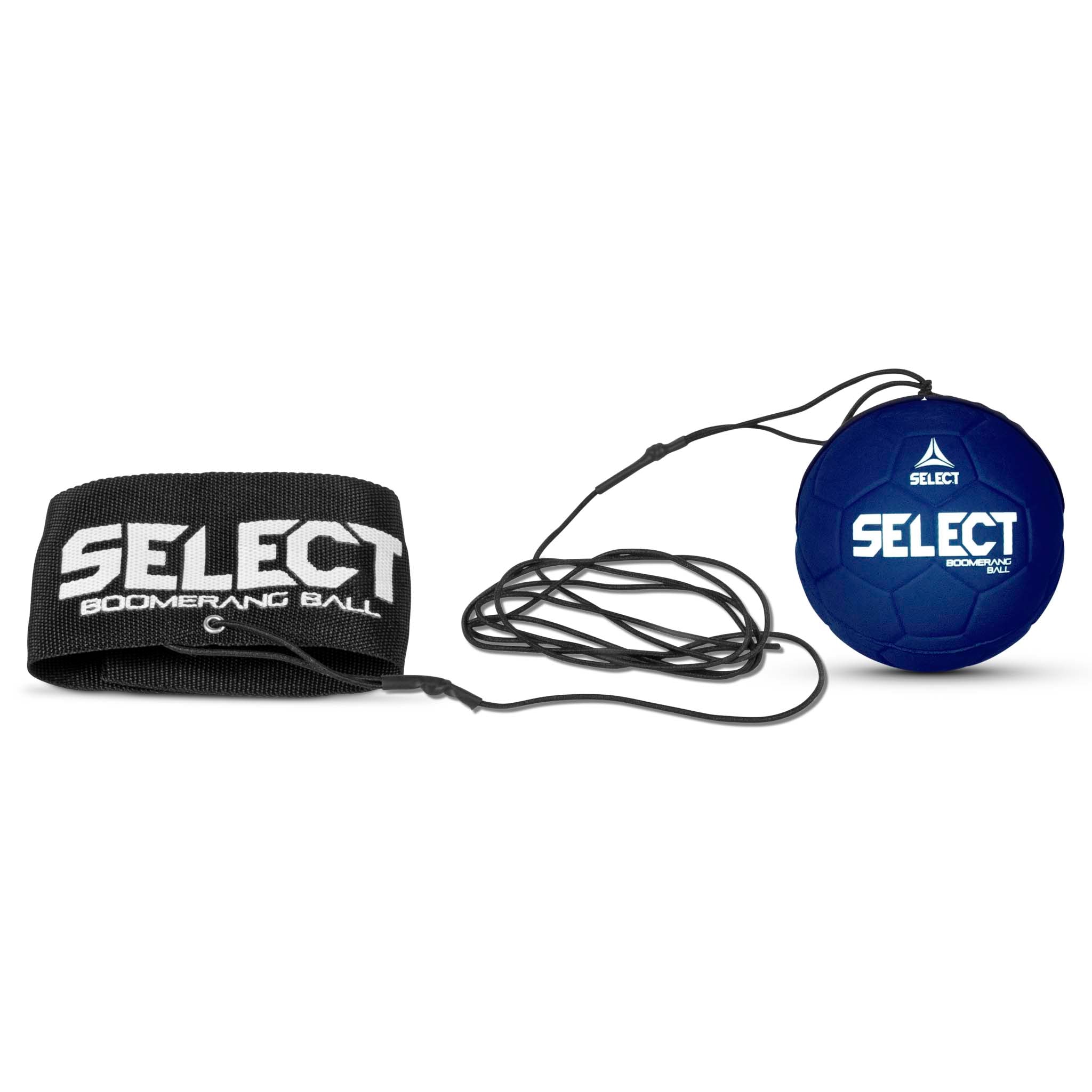 Boomerang Ball Select v23, blue ball with black wrist strap and cord, Other balls, front page