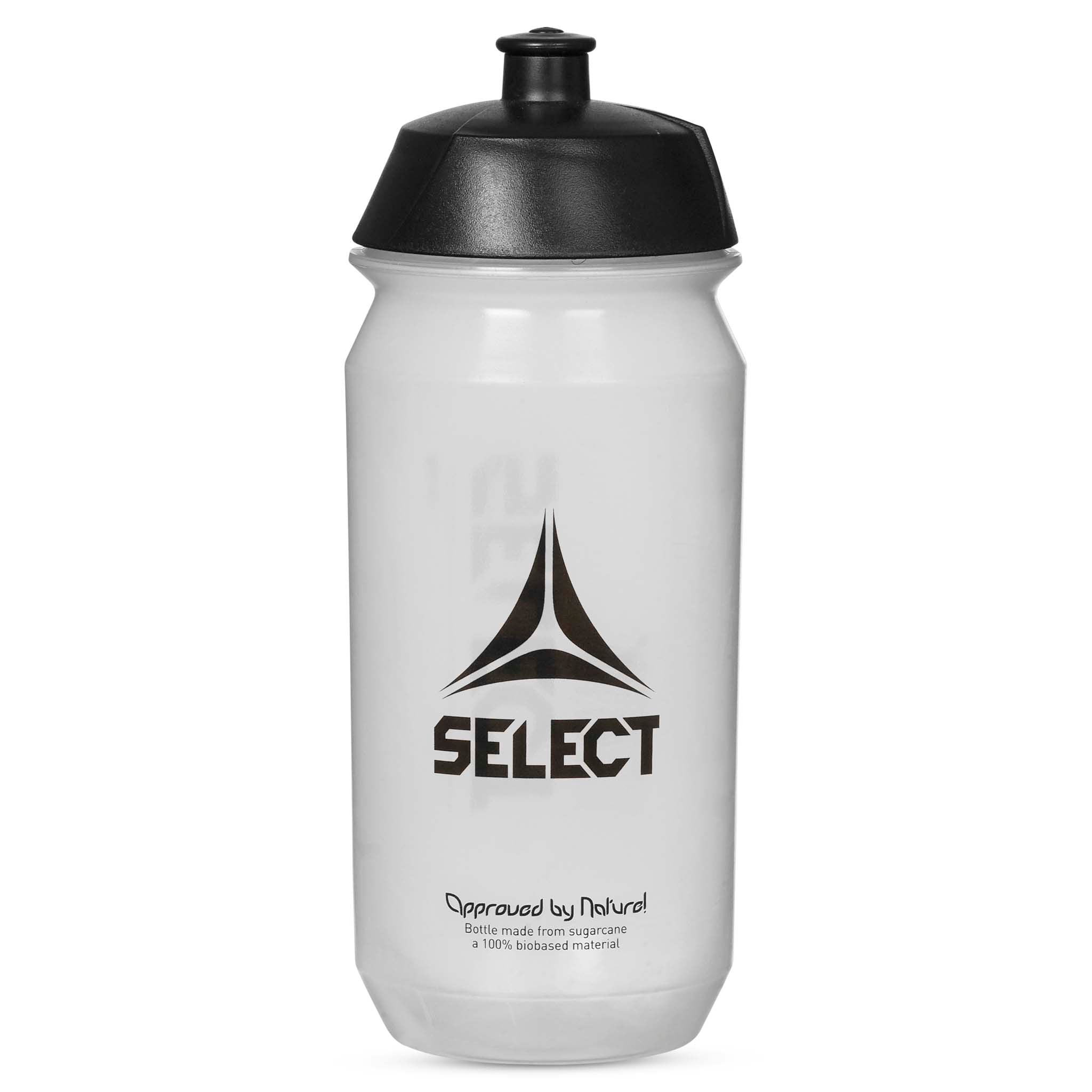 Transparent Water bottle Select v21 with black push-pull cap and logo, front page, Other teamgear & Training equipment.