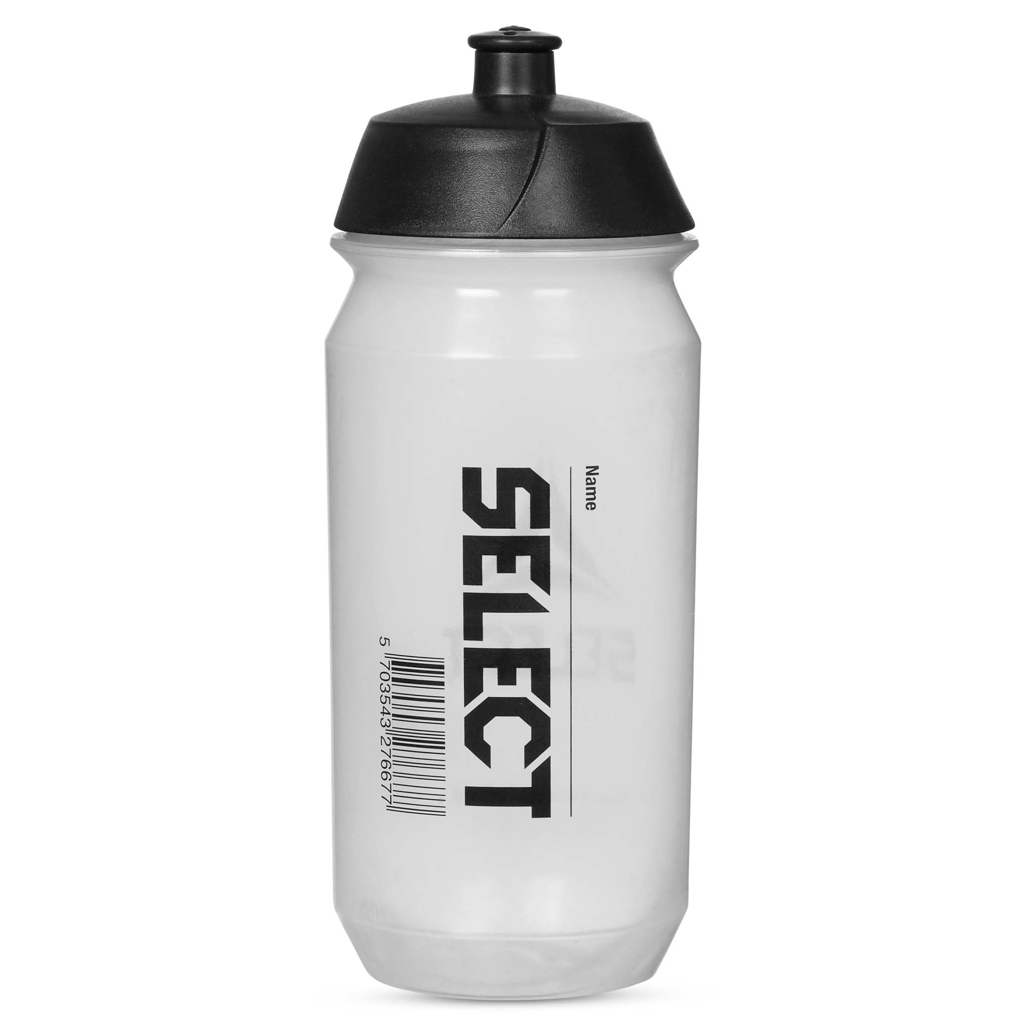Back page of Water bottle Select v21, translucent white with black push-pull cap and logo. Other teamgear & Training equipment.