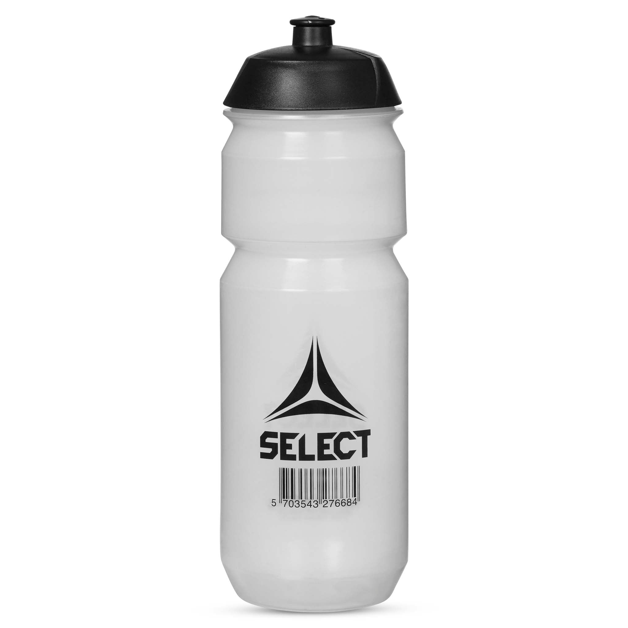Back of transparent Water bottle Select v21 with black cap and logo, Other teamgear & Training equipment