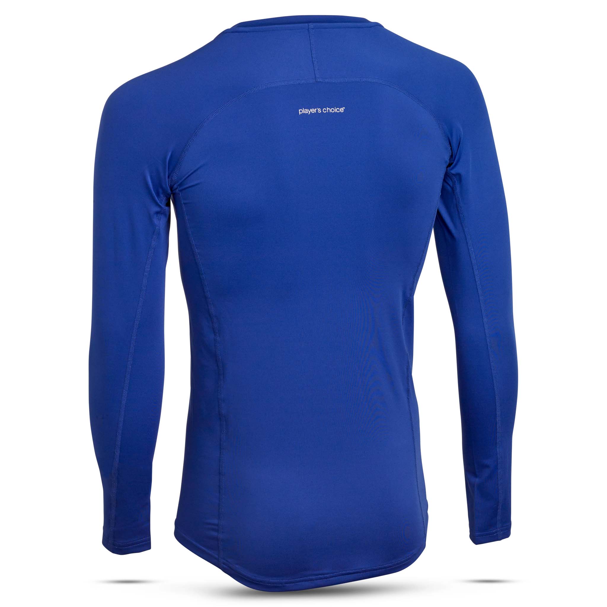 Back page of blue Shirts L/S Baselayer, long-sleeve football baselayer top