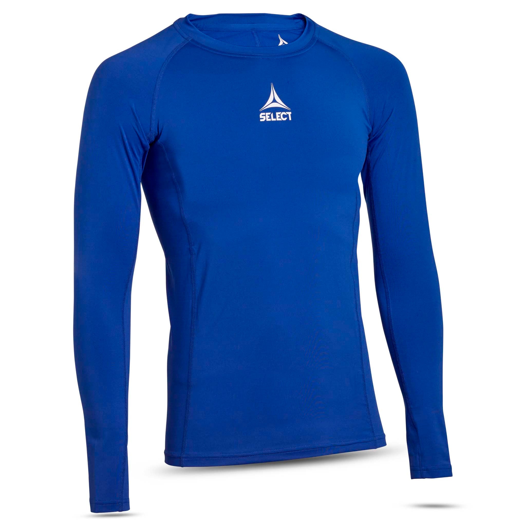 Blue Shirts L/S Baselayer, front page, long-sleeve football baselayer with white logo on chest.