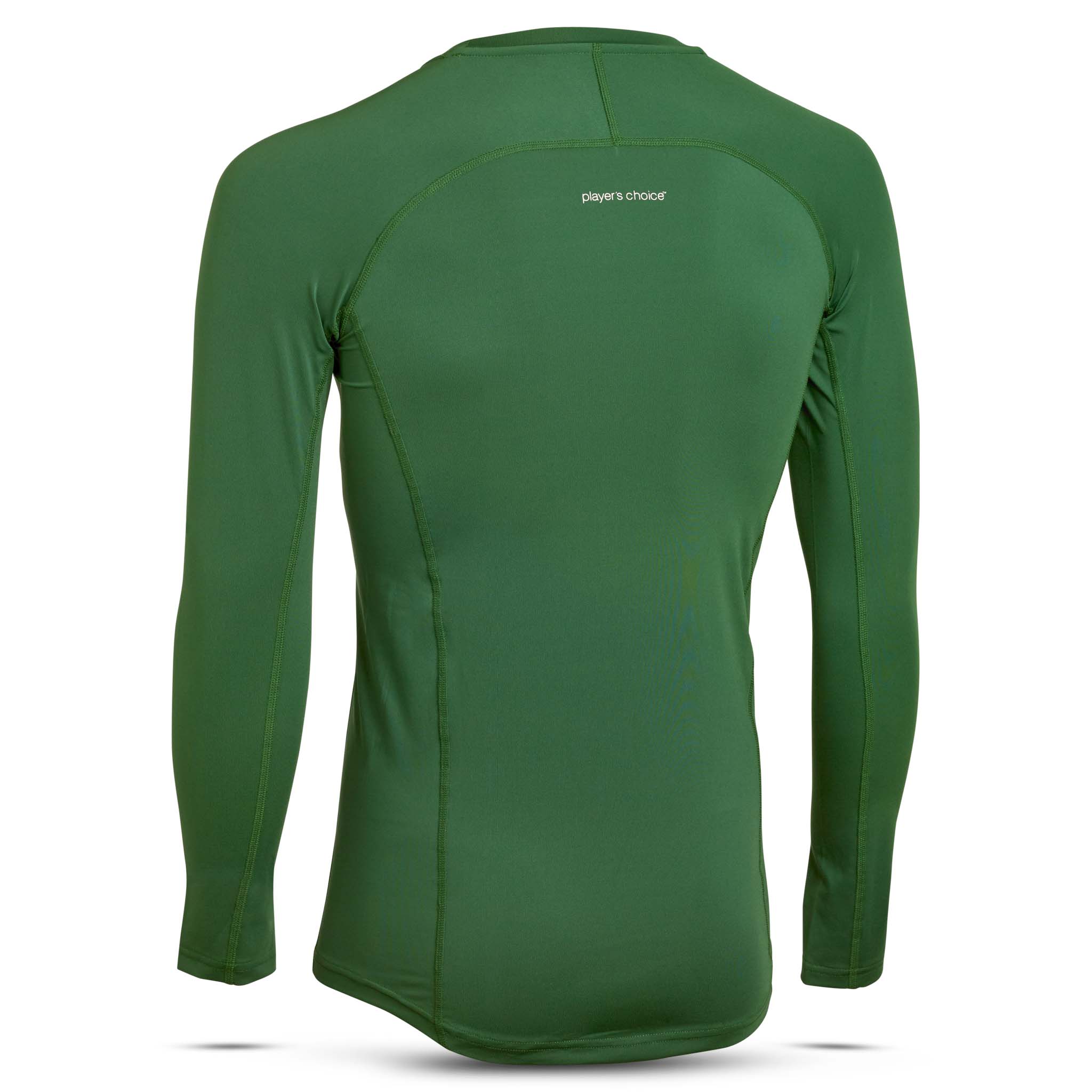 Green Shirts L/S Baselayer, back page view, long-sleeve football baselayer with crew neck.