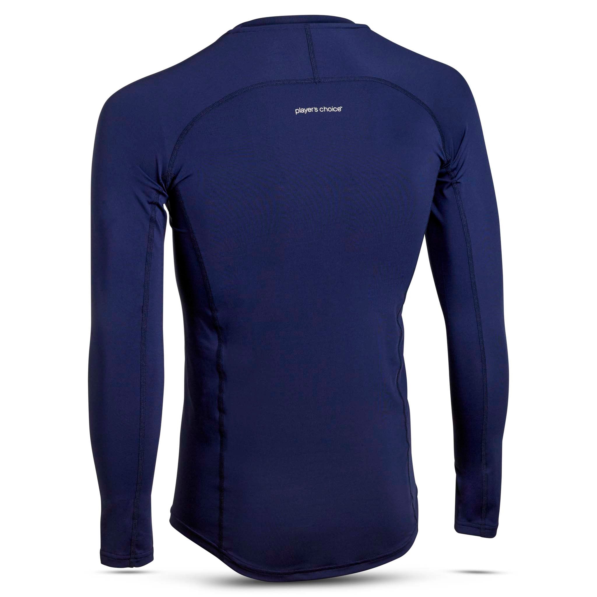 Navy long-sleeve Shirts L/S Baselayer, back page view of the football baselayer.