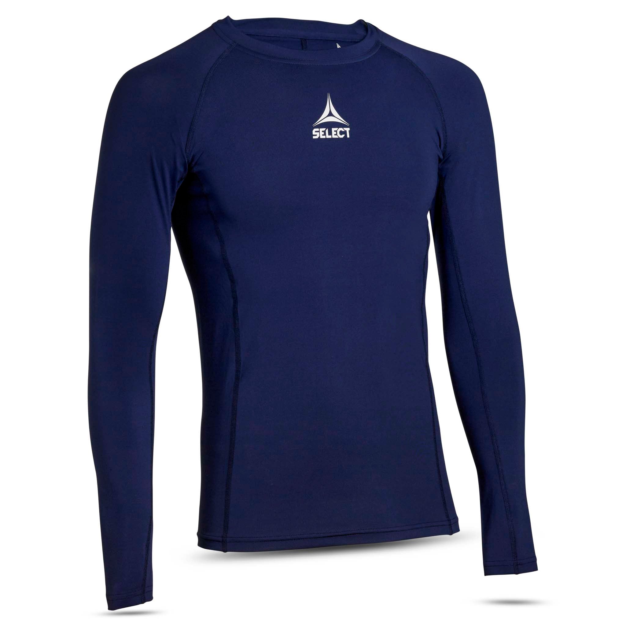 Navy blue Shirts L/S Baselayer, front page view with white logo on chest.