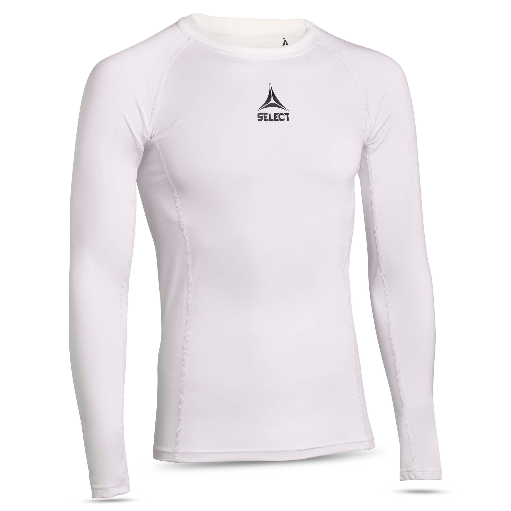 White Shirts L/S Baselayer, front view with black logo on chest.