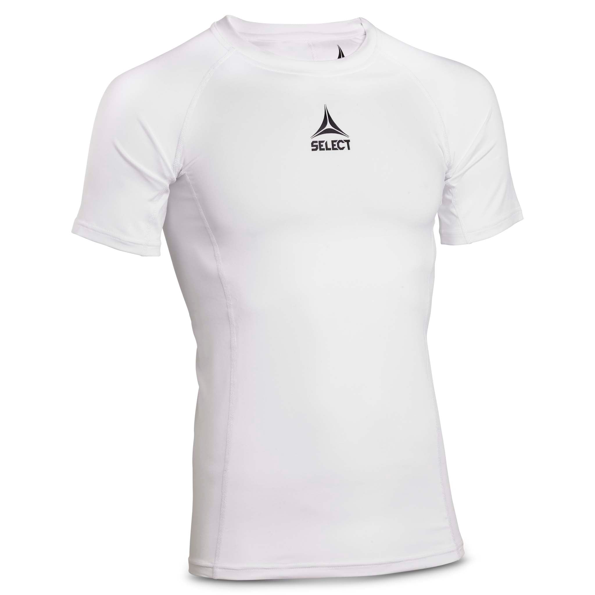 White short-sleeve Shirt S/S Baselayer with black logo, front page view.